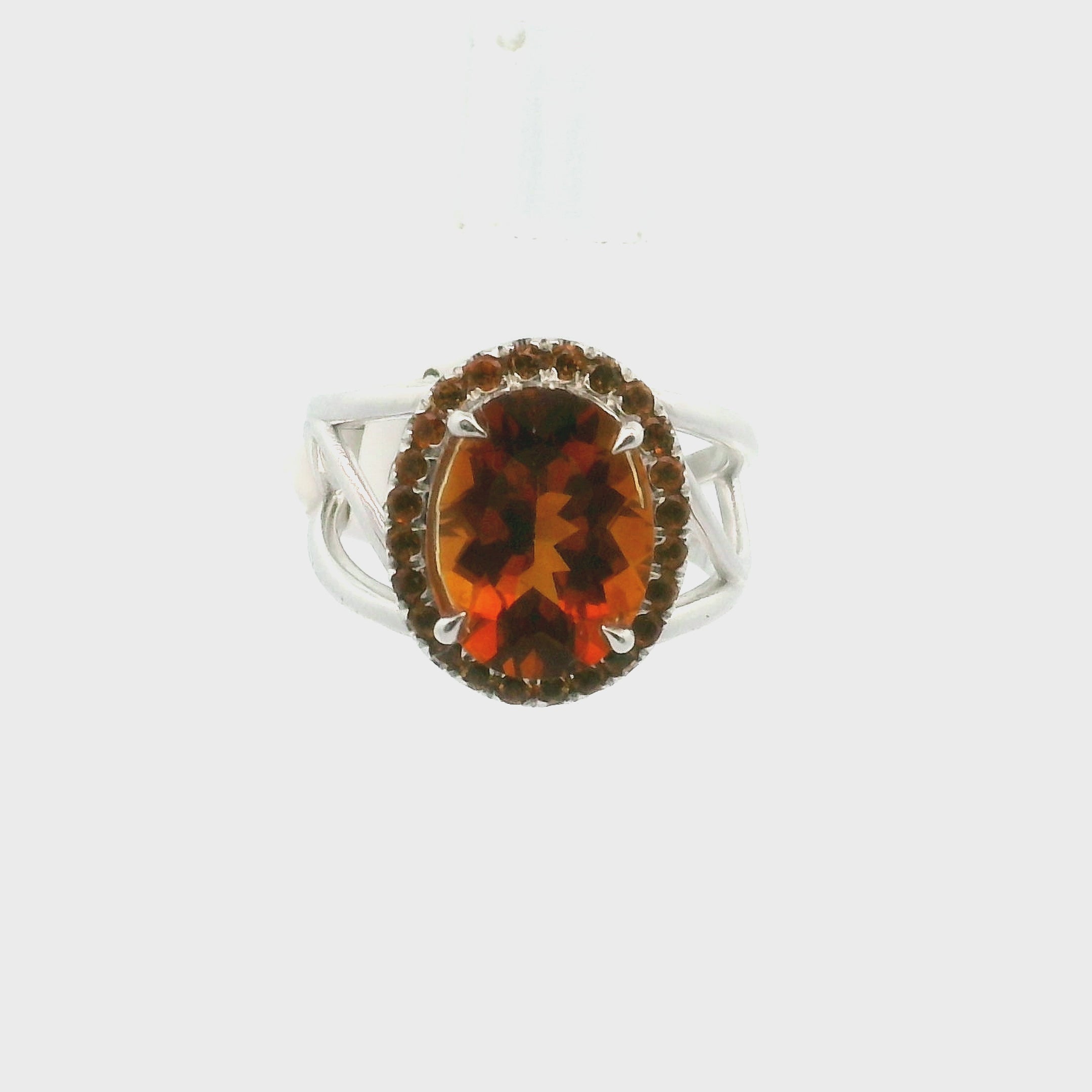 Citrine Pavé Cuff Ring .925 Silver for Vitality and Manifesting Abundance