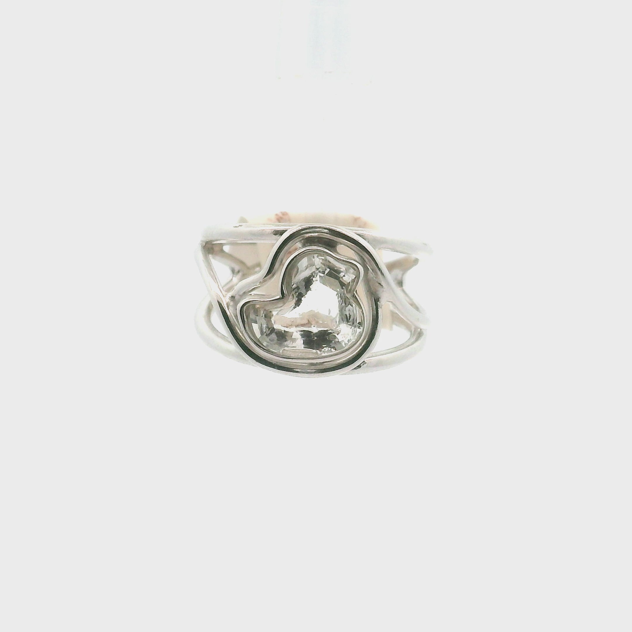 Clear Quartz Duck Cuff Ring .925 Silver for Healing, Intention Setting and Manifesting your Desires
