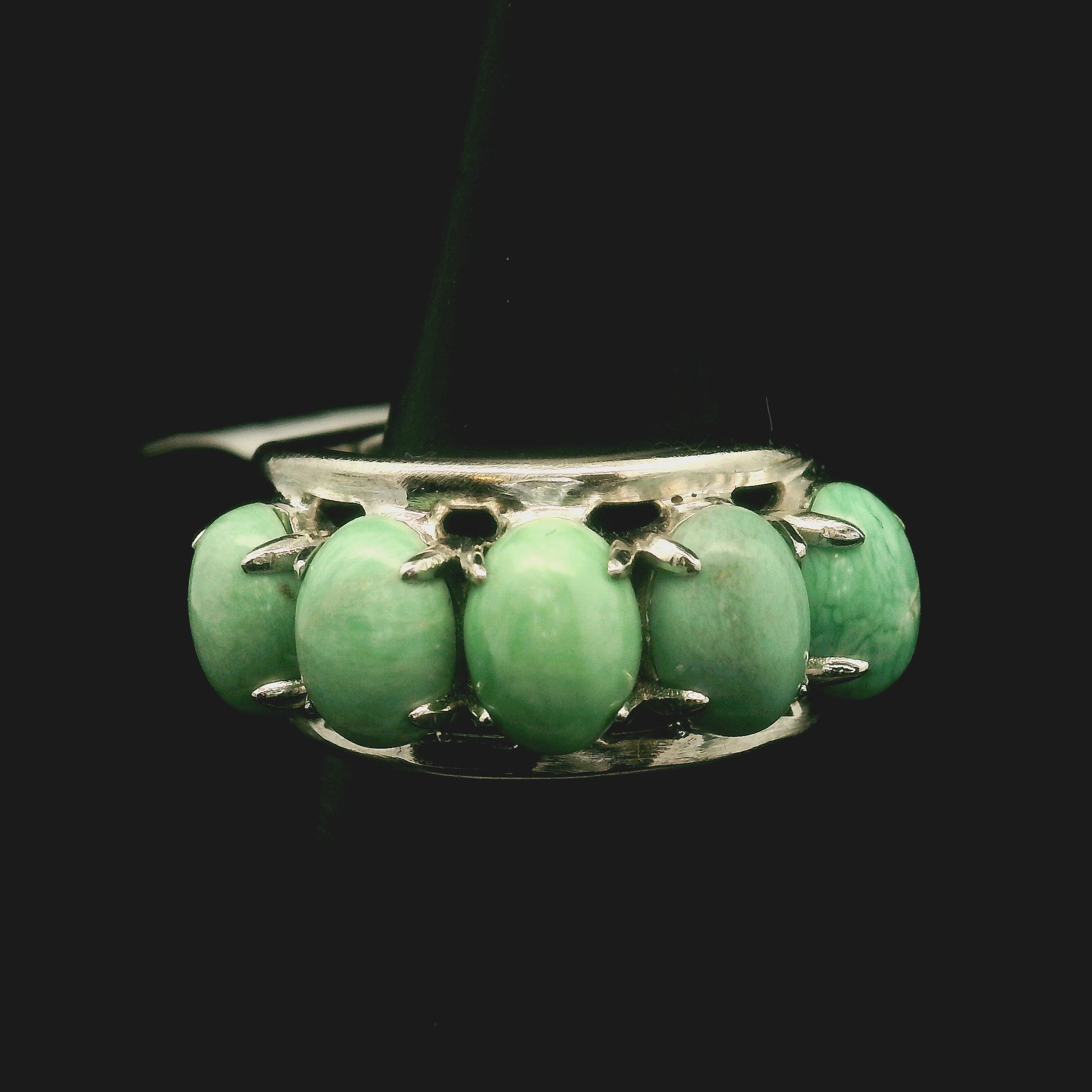 Variscite Stacker Cuff Ring .925 Silver for Emotional Healing, Joy, Love and Prosperity