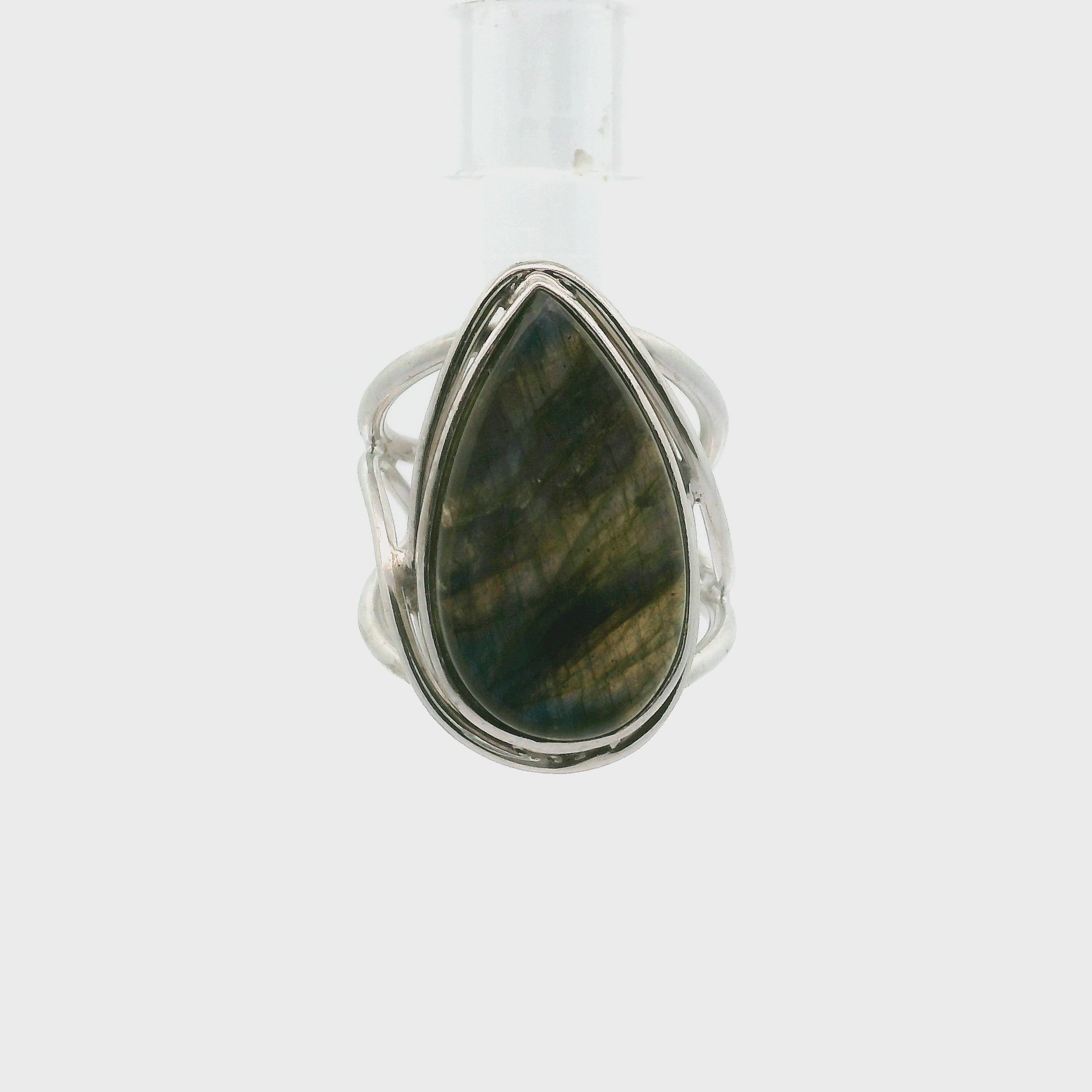 Labradorite Cuff Ring .925 Silver for Protection, Intuition and Guidance