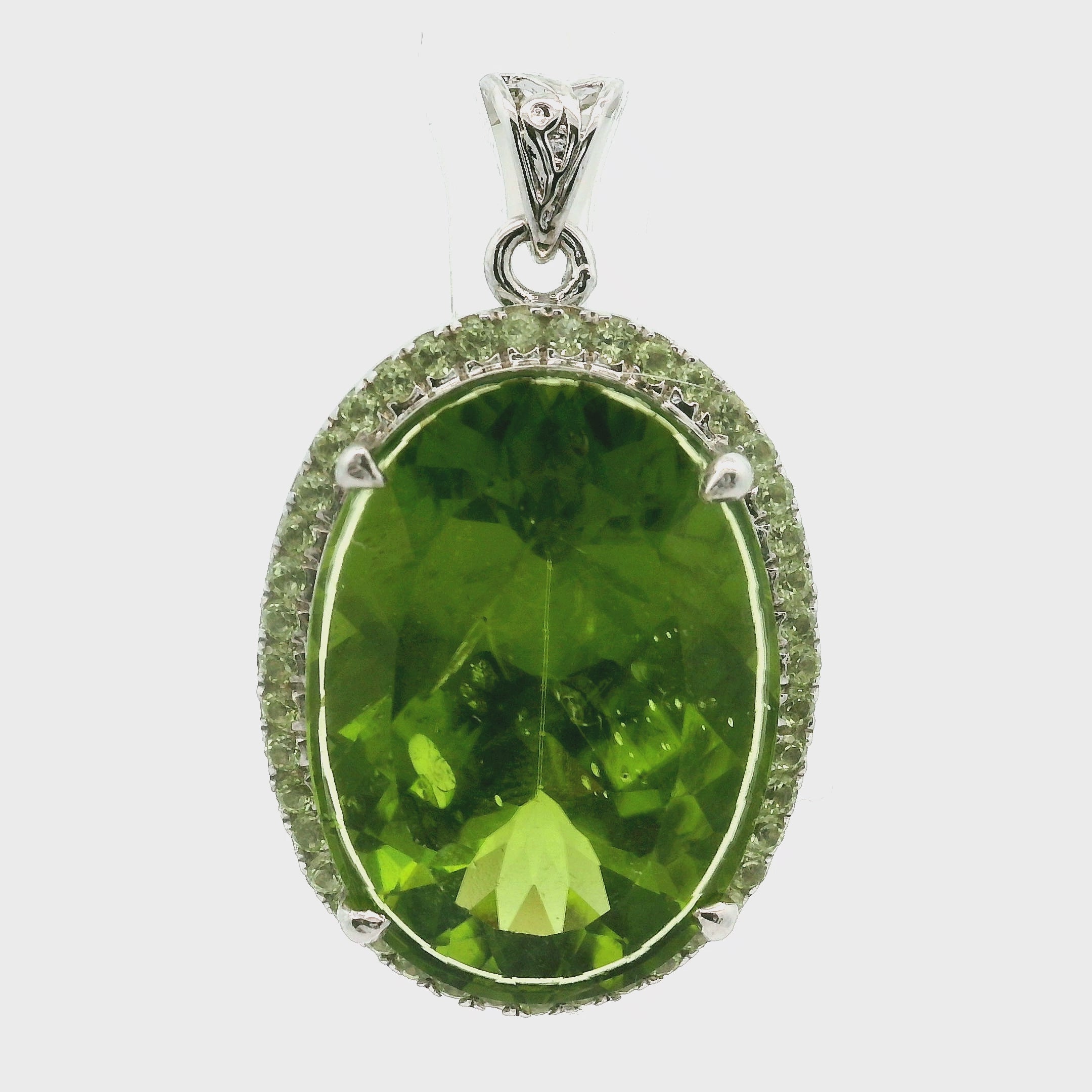 Peridot Pavé Cuff Ring and Pendant .925 Silver for Luck and Prosperity