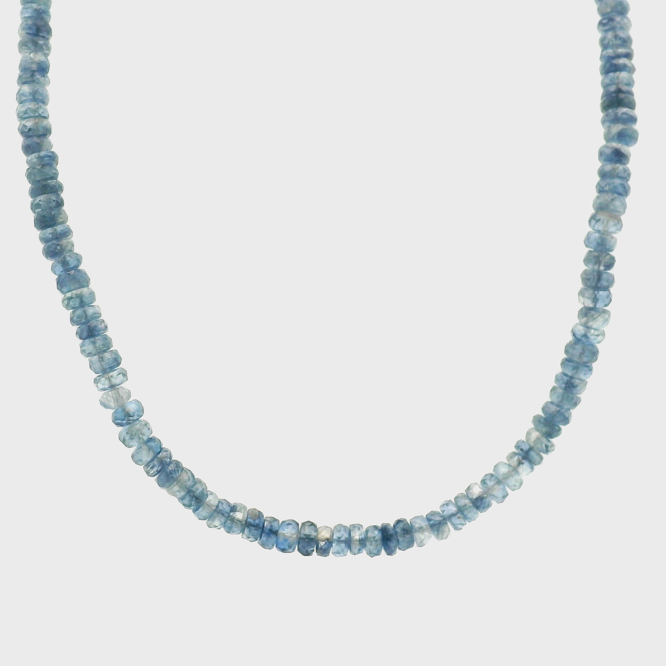 Kyanite Faceted Rondelle Necklace 925 Silver for Meditation and Energy Cleansing