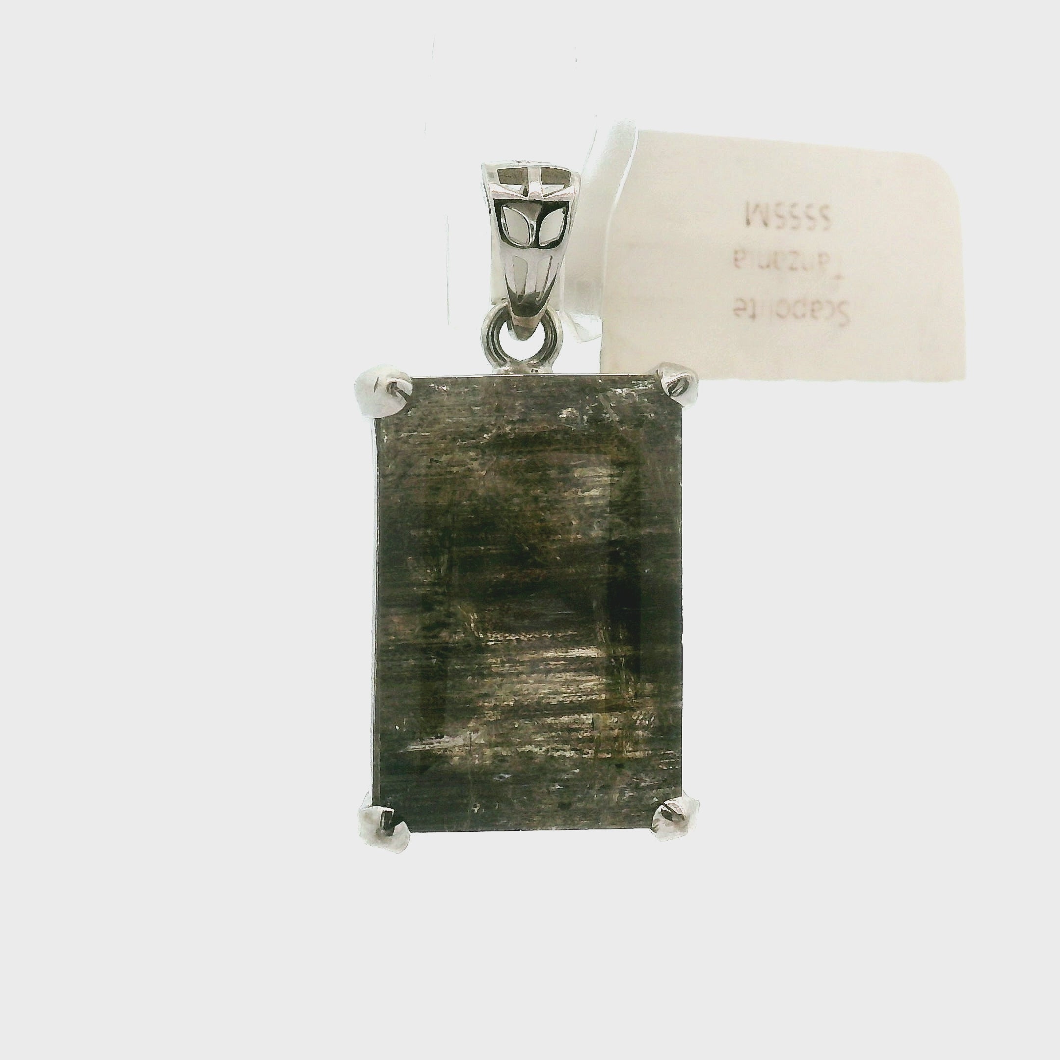 Emerald Cut Tanzania Scapolite Pendant .925 Silver for Enhancing Communication with Guides, Insight & Memory
