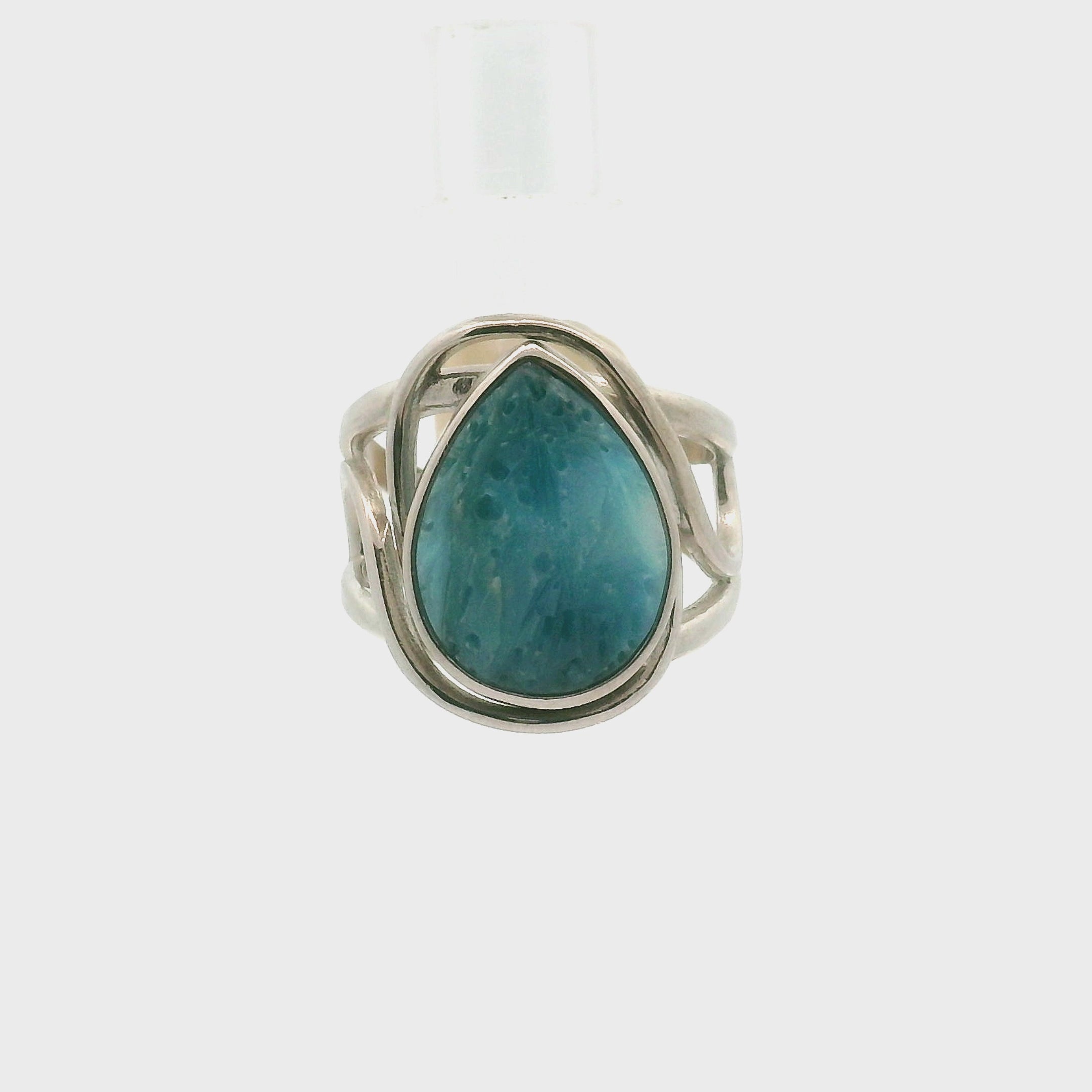 Blue Ice Cuff Ring .925 Silver for Finding Light in the Dark