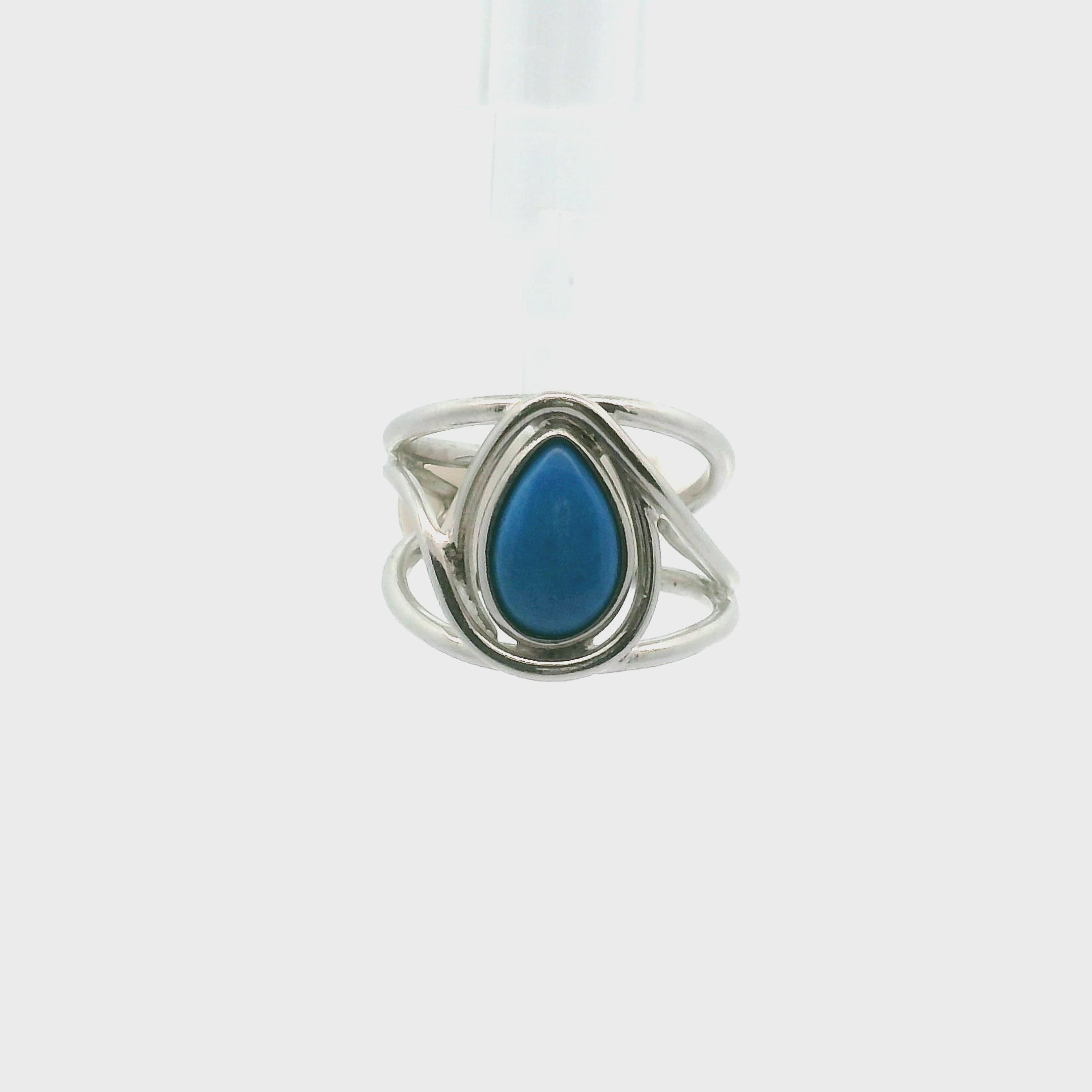 Ceruleite Midi Cuff Ring .925 Silver for Intuition, Transformation and Willpower