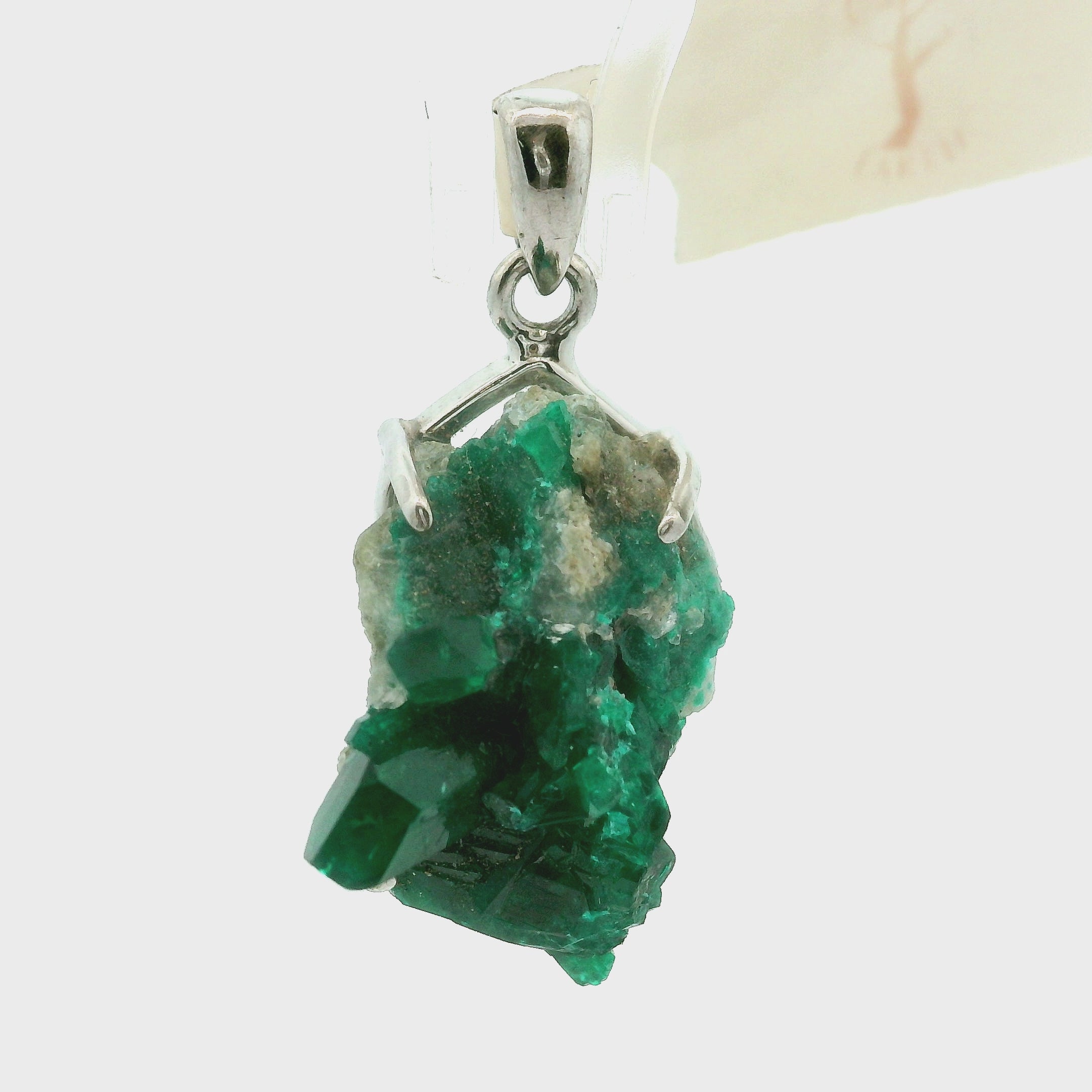 Druzy Raw Dioptase Claw Pendant (High Quality) for Grief, Depression and Anxiety