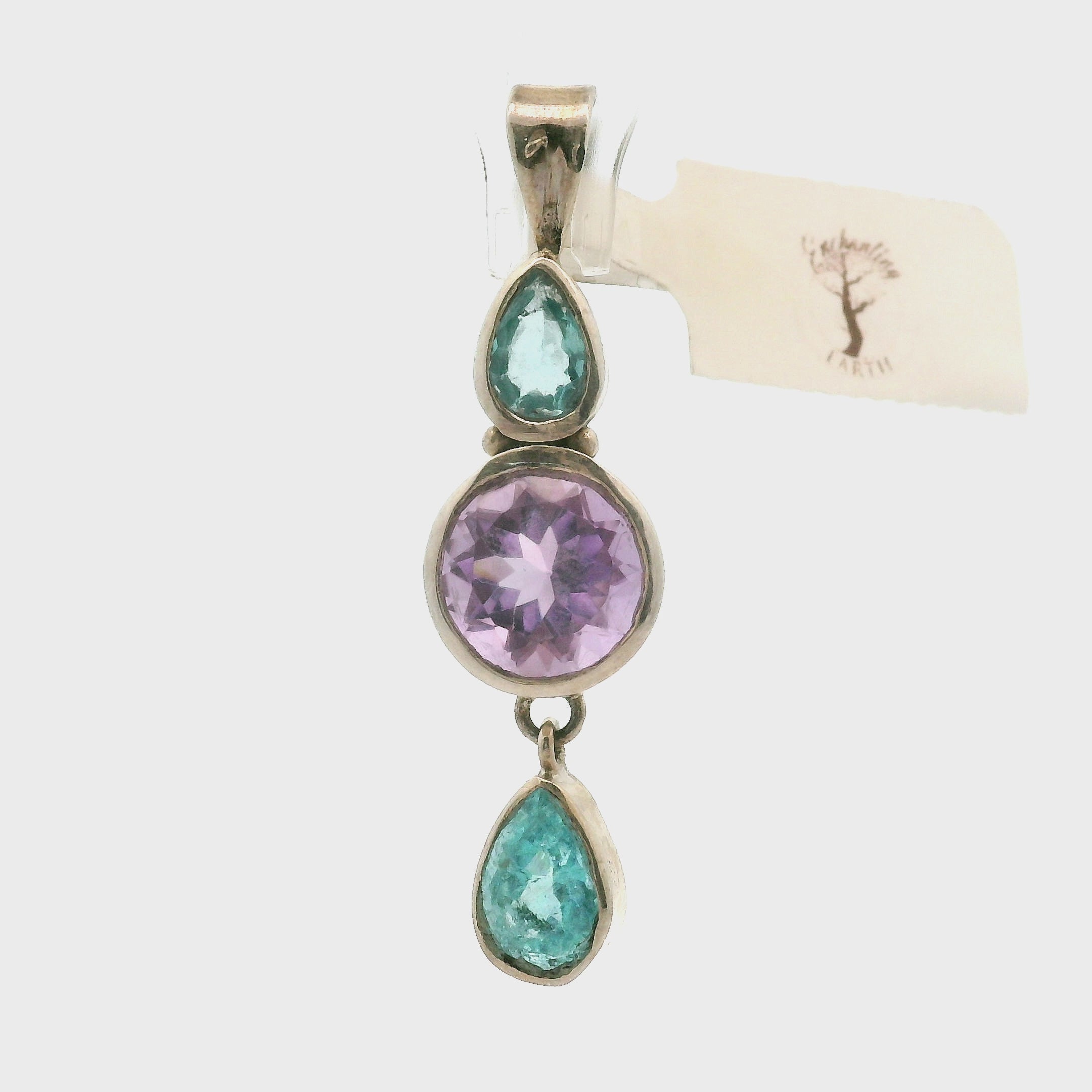 Amethyst Multi-Stone Pendant .925 Silver for Intuition and Energetic Purification