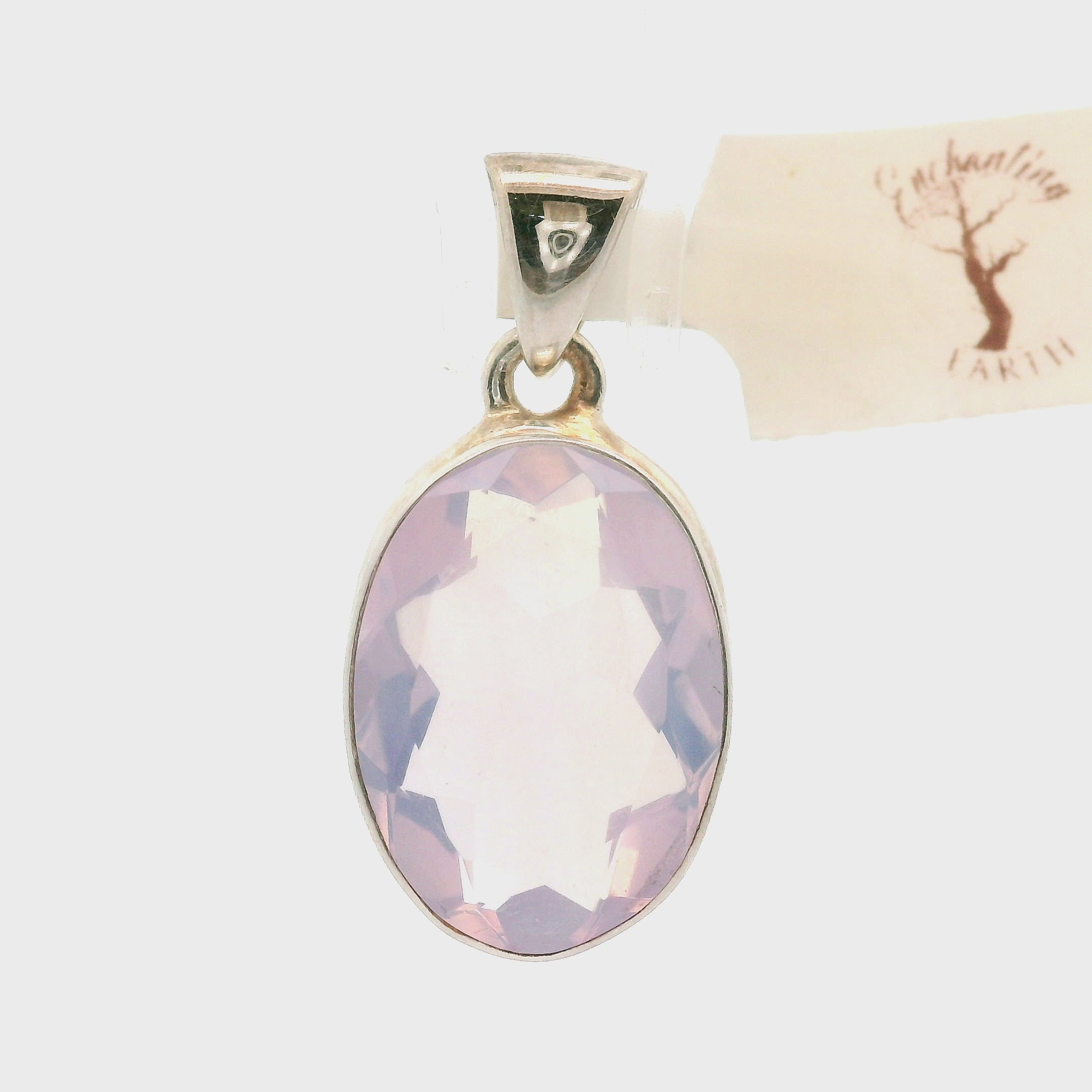 Lavender Moon Quartz Pendant .925 Silver for Angelic Wisdom