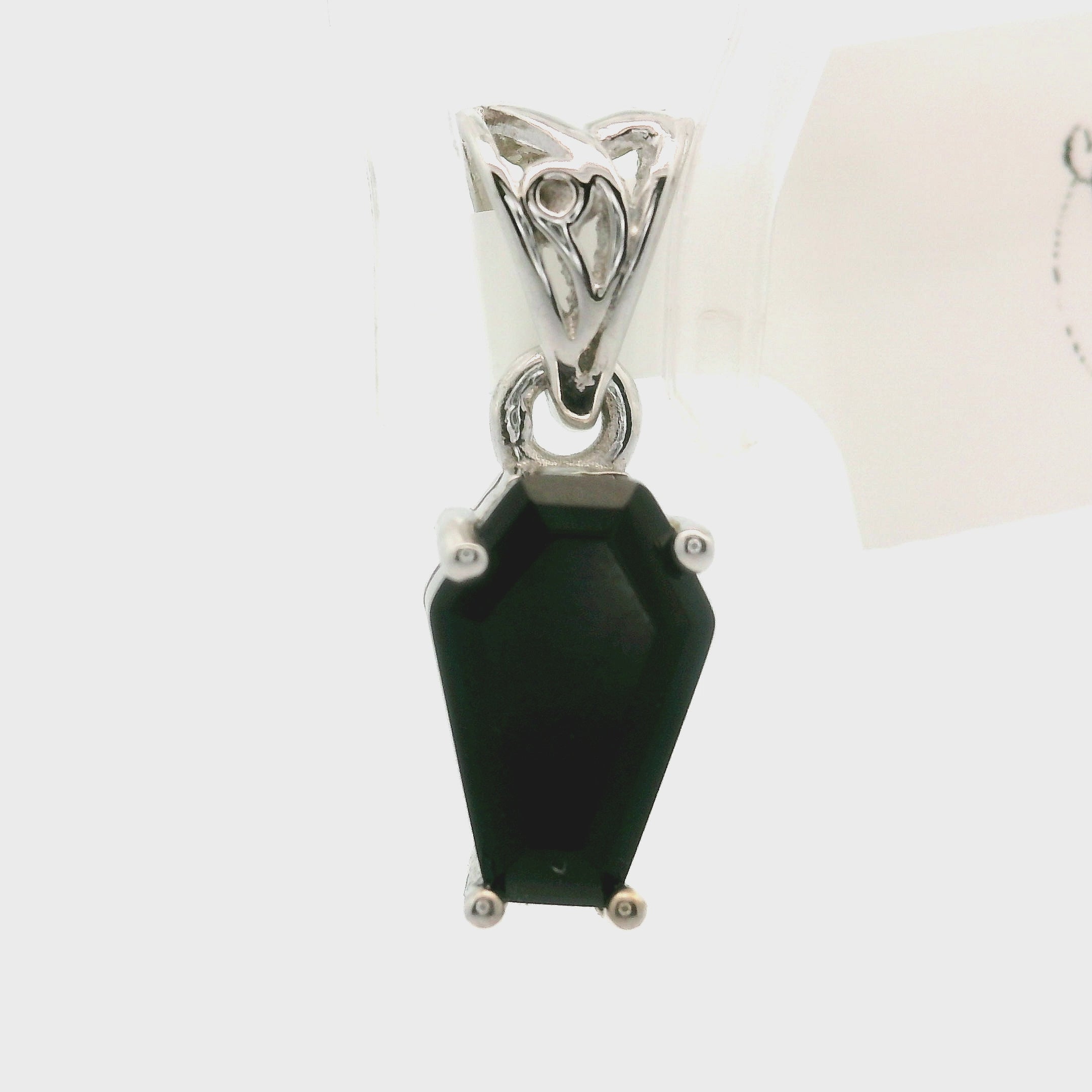 Mini Black Spinel Coffin Pendant .925 Silver for Resilience and Grounded Confidence