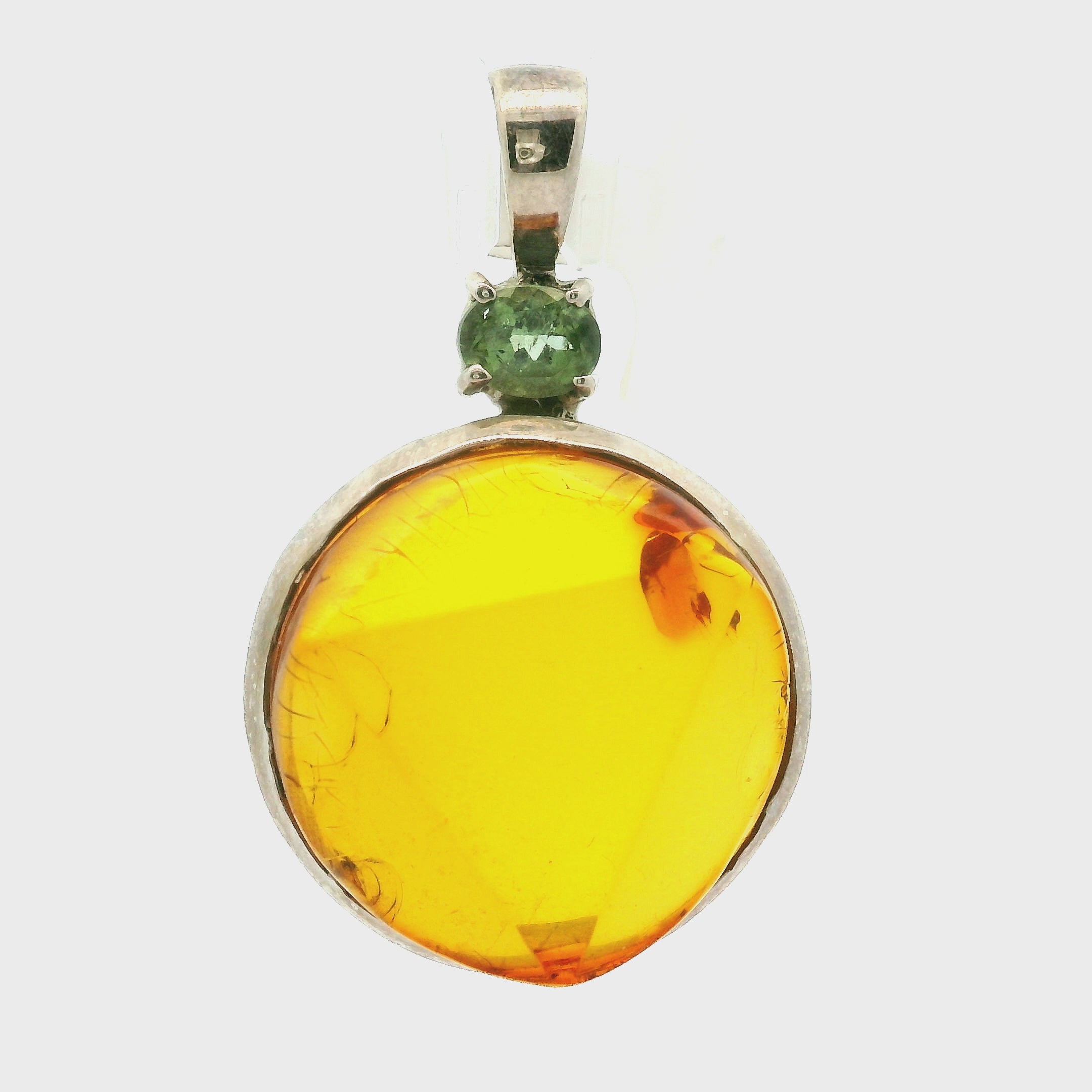 Amber Pendant .925 Silver for Prosperity and Joy