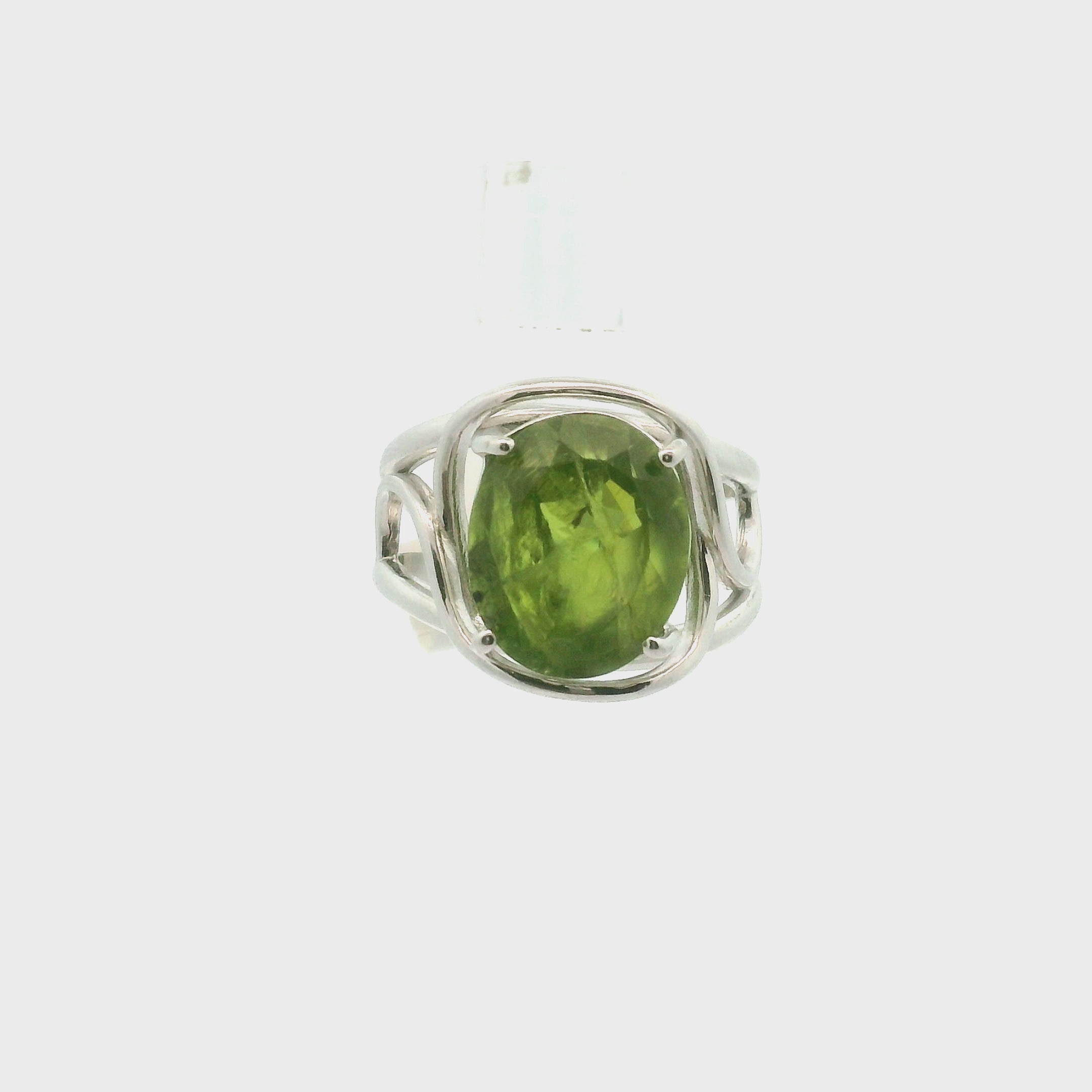 Peridot Cuff Ring .925 Silver for Health and Strength