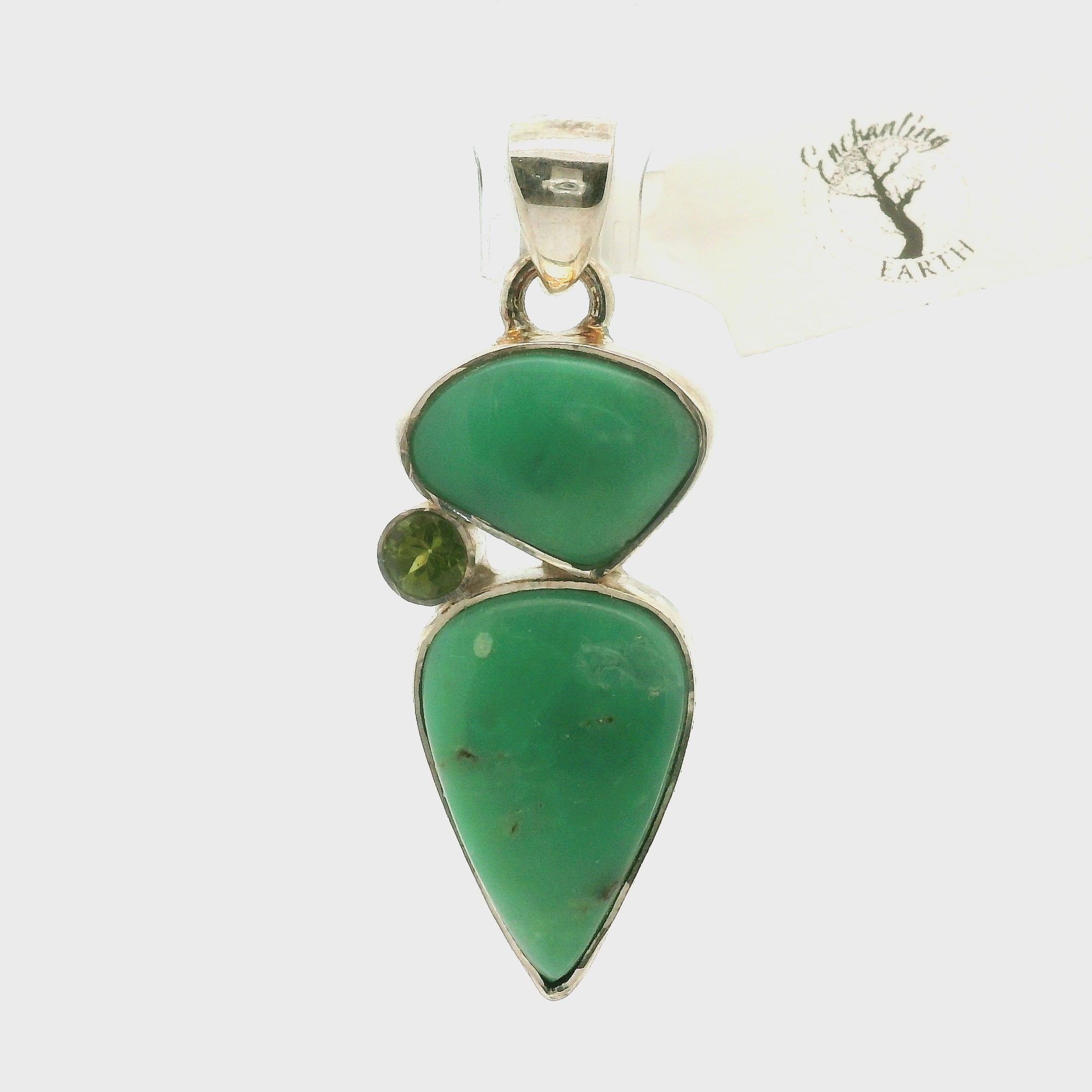 Variscite with Peridot Pendant .925 Silver for Emotional Healing, Joy, Love and Prosperity