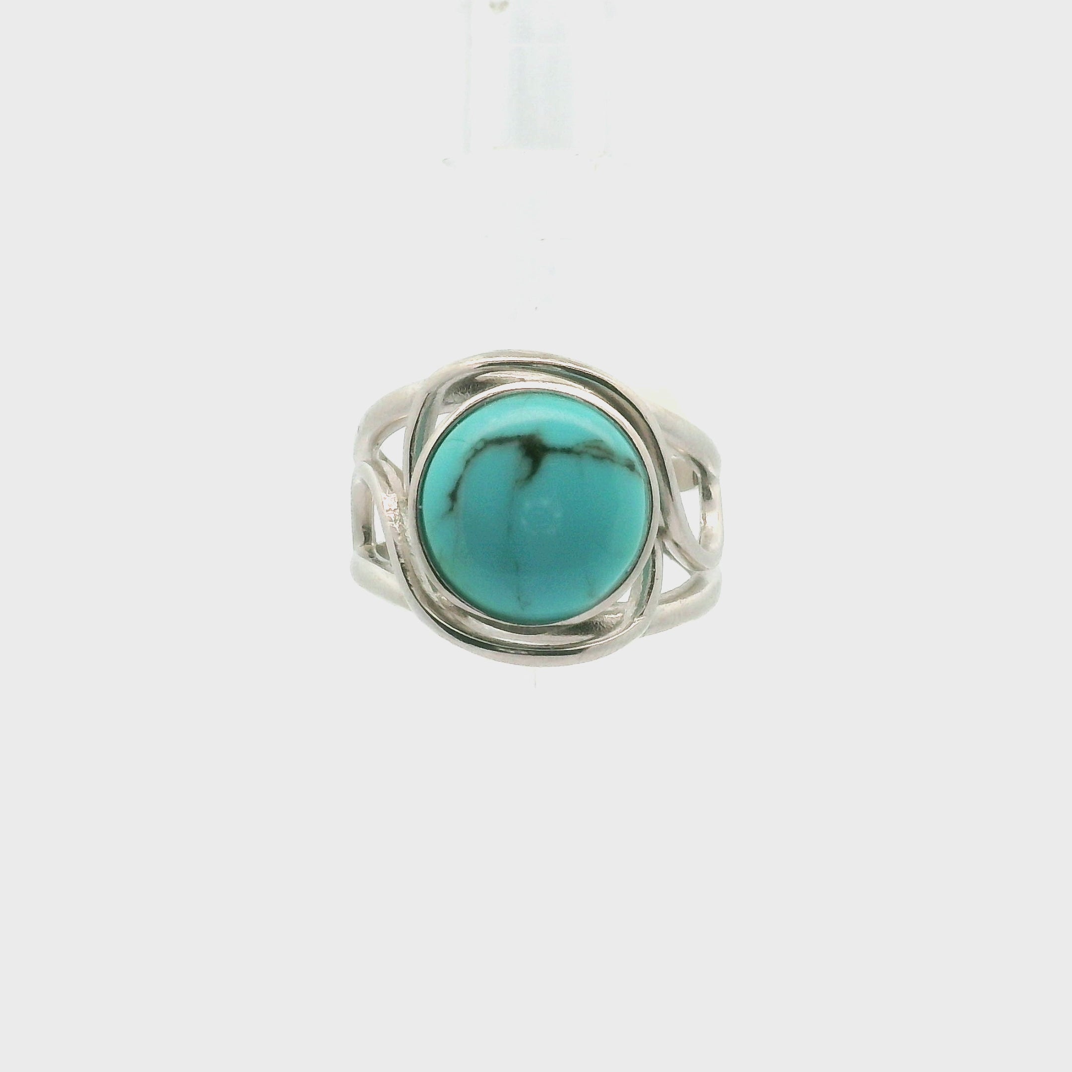 Kingman Turquoise Cuff Ring 925 Silver for Good Luck, Prosperity and Protection