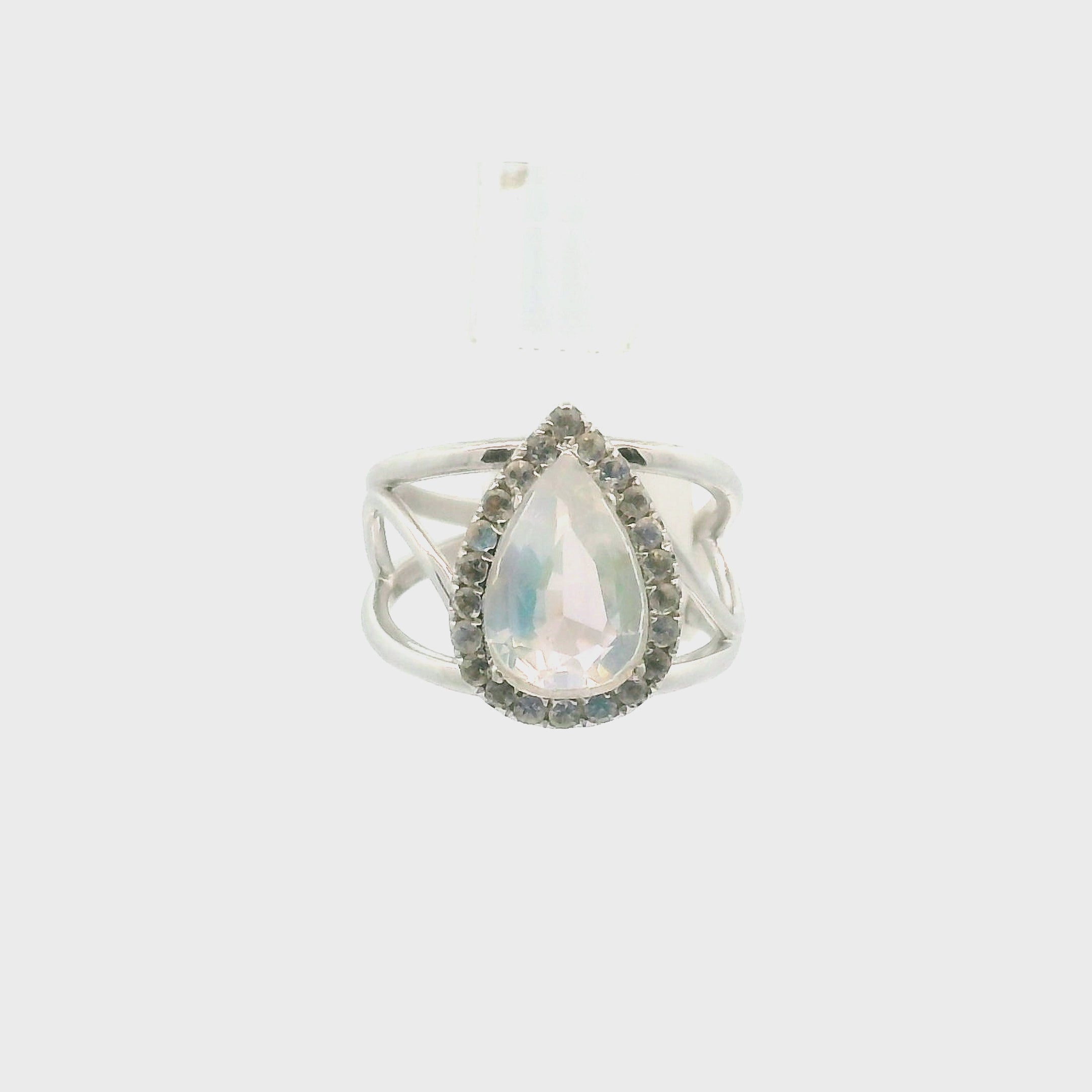Moonstone Pavé Cuff Ring .925 Silver for New Beginnings and Divine Feminine Energy