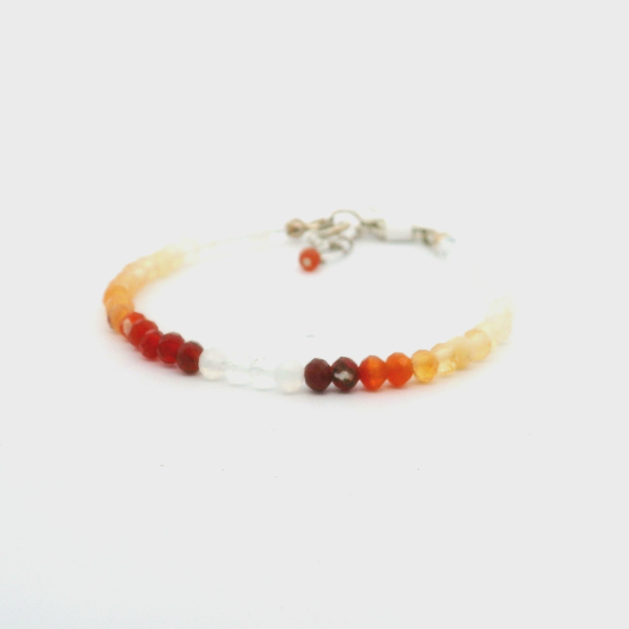 Fire Opal Micro Faceted Bracelet 925 Silver for Intimacy and Passion in Relationships