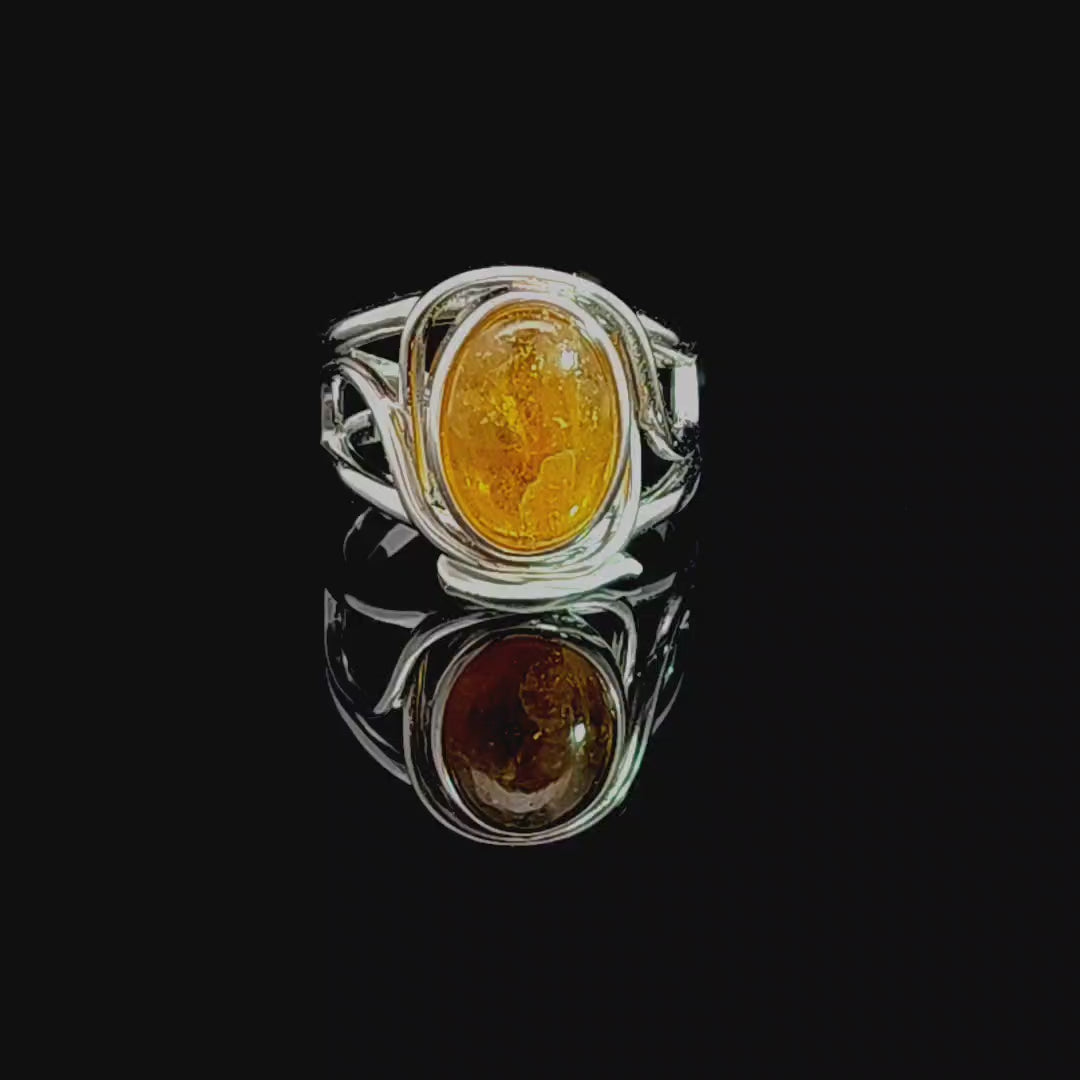 Golden Tourmaline Finger Cuff Adjustable Ring .925 Silver for Joy, Positivity and Self Expression
