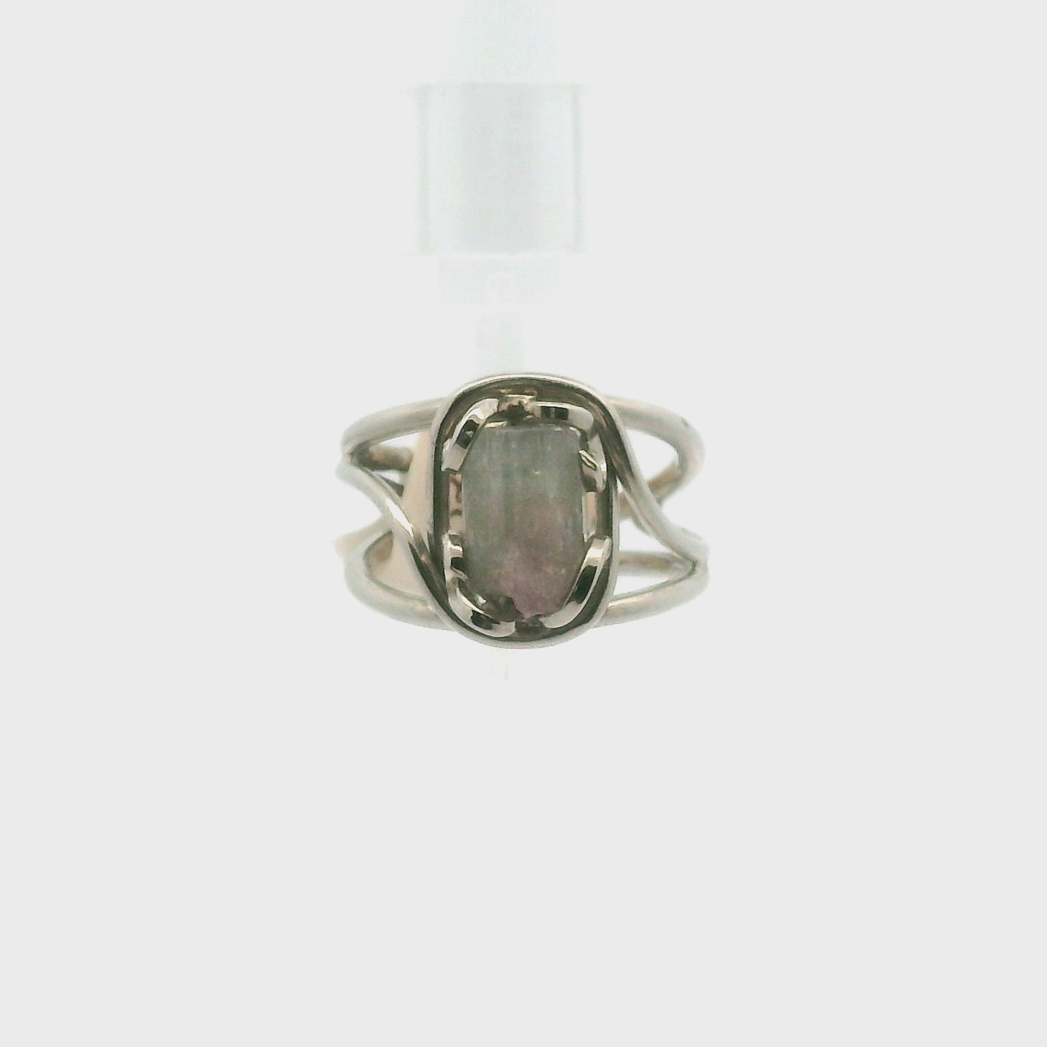 Rough Tourmaline Cuff Ring .925 Silver for Spiritual Wisdom