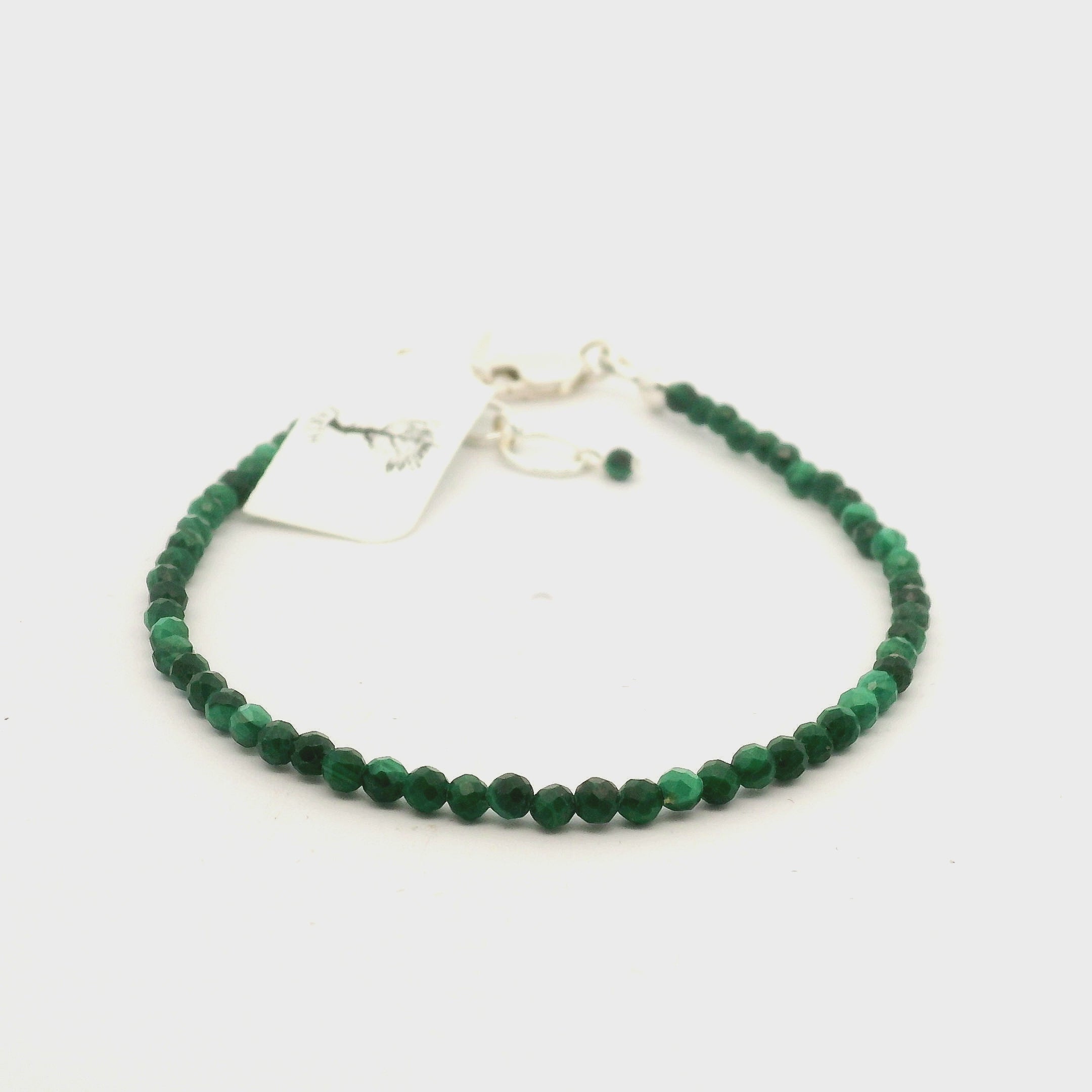 Malachite Micro Faceted Bracelet 925 Silver for Transformation and Wealth