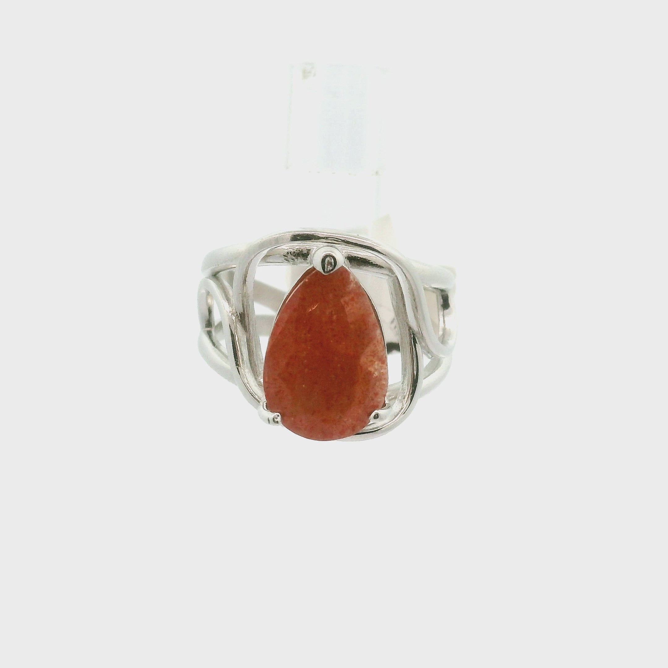 Sunstone Faceted Cuff Ring .925 Silver for Confidence and Strength