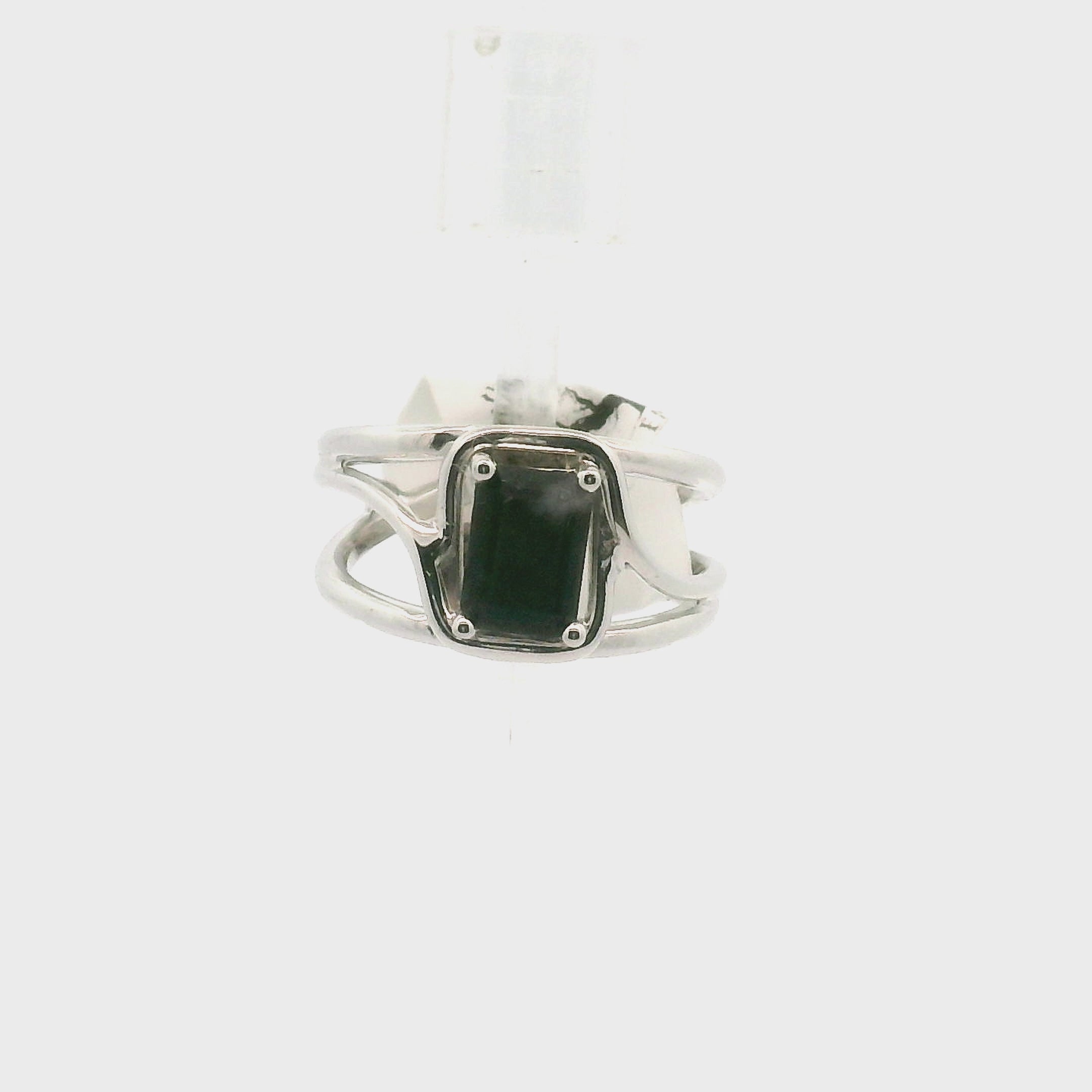 Zebra Jasper Cuff Ring .925 Silver for Grounding and Protection