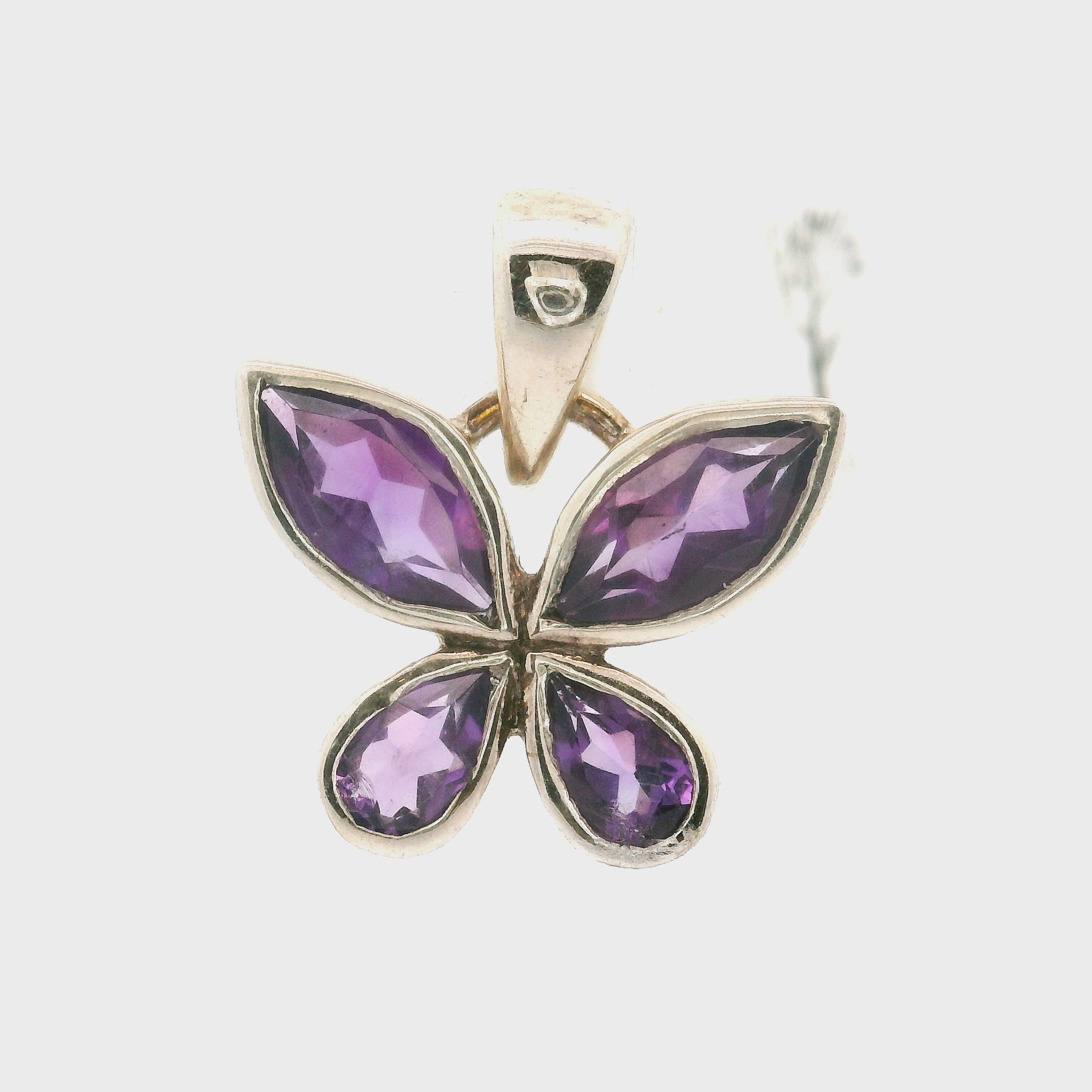 Amethyst Butterfly Pendant .925 Silver for Intuition and Energetic Purification