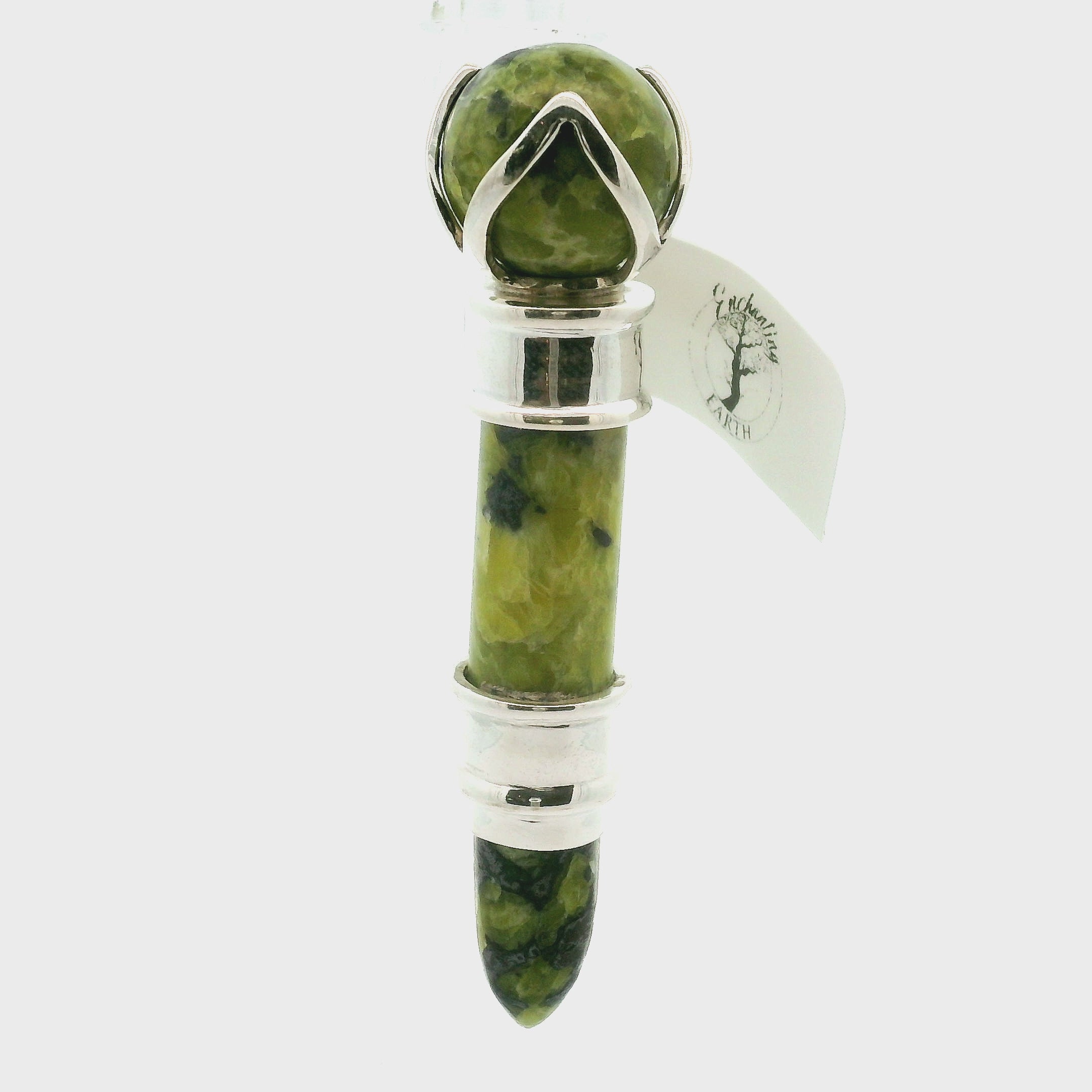 Lizardite Wandlet Wand Pendant .925 Silver for Connecting to Earth and Abundance