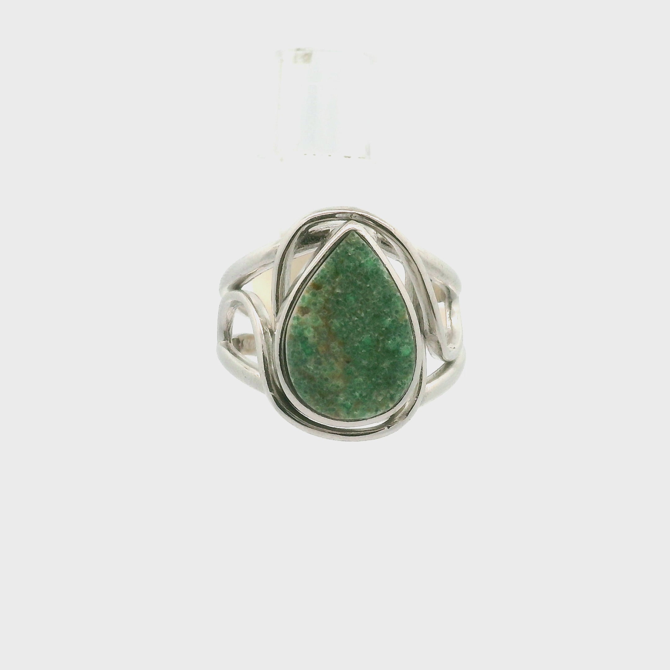 Druzy Variscite Adjustable Cuff Ring .925 Silver for Emotional Healing, Joy, Love and Prosperity