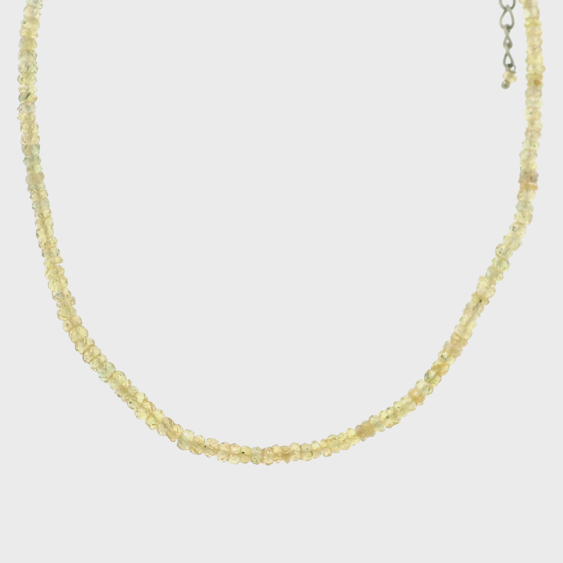 Yellow Sapphire Micro Faceted Necklace 925 Silver for Good Luck and Confidence