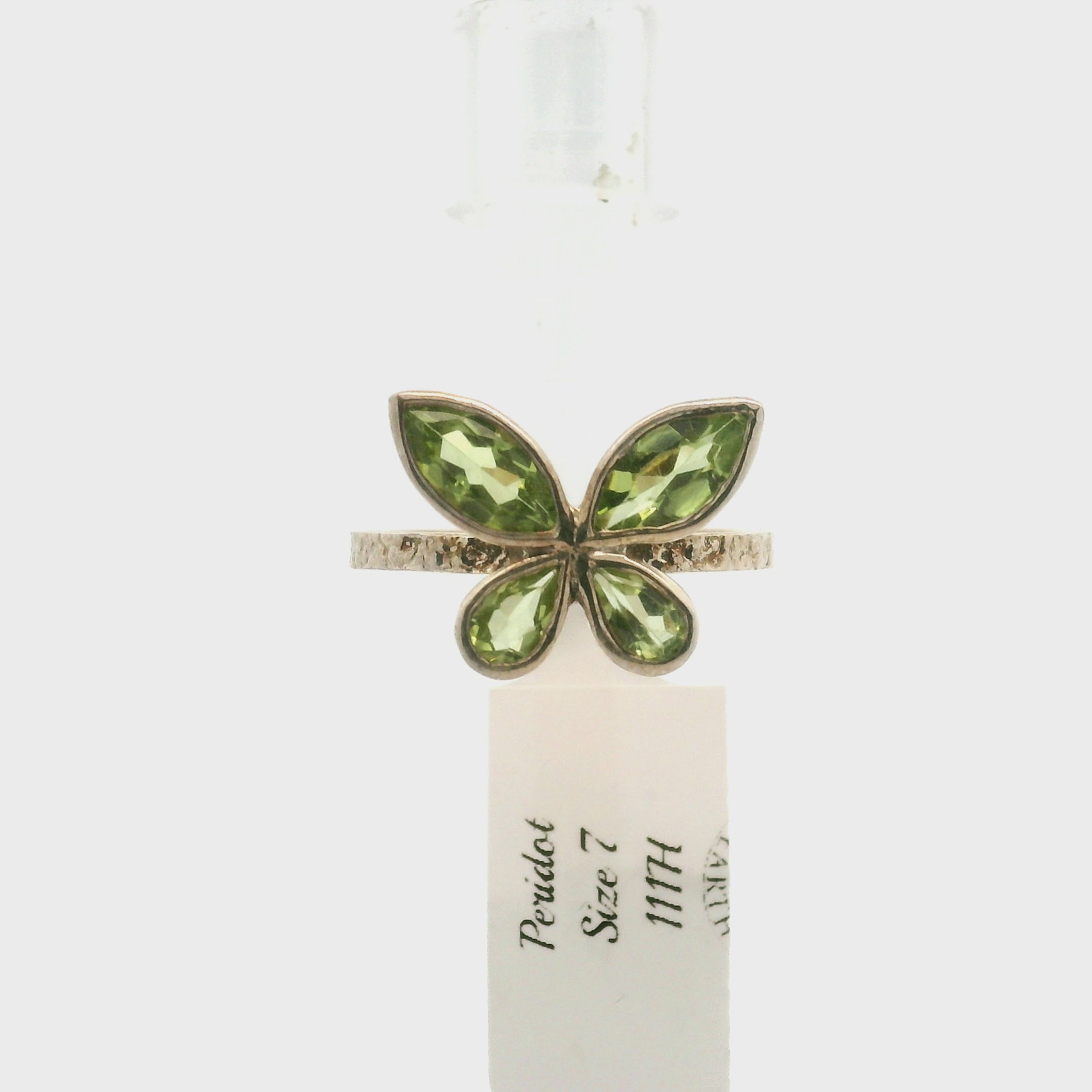Peridot Butterfly Cuff Ring .925 Silver for Prosperity and Personal Power