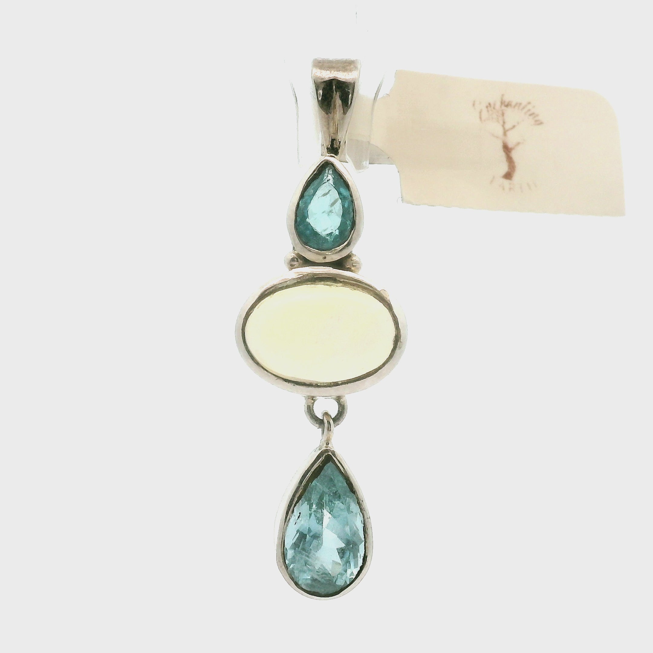Ethiopian Opal Multi-Stone Pendant .925 Silver for Transformation and Aura Balancing