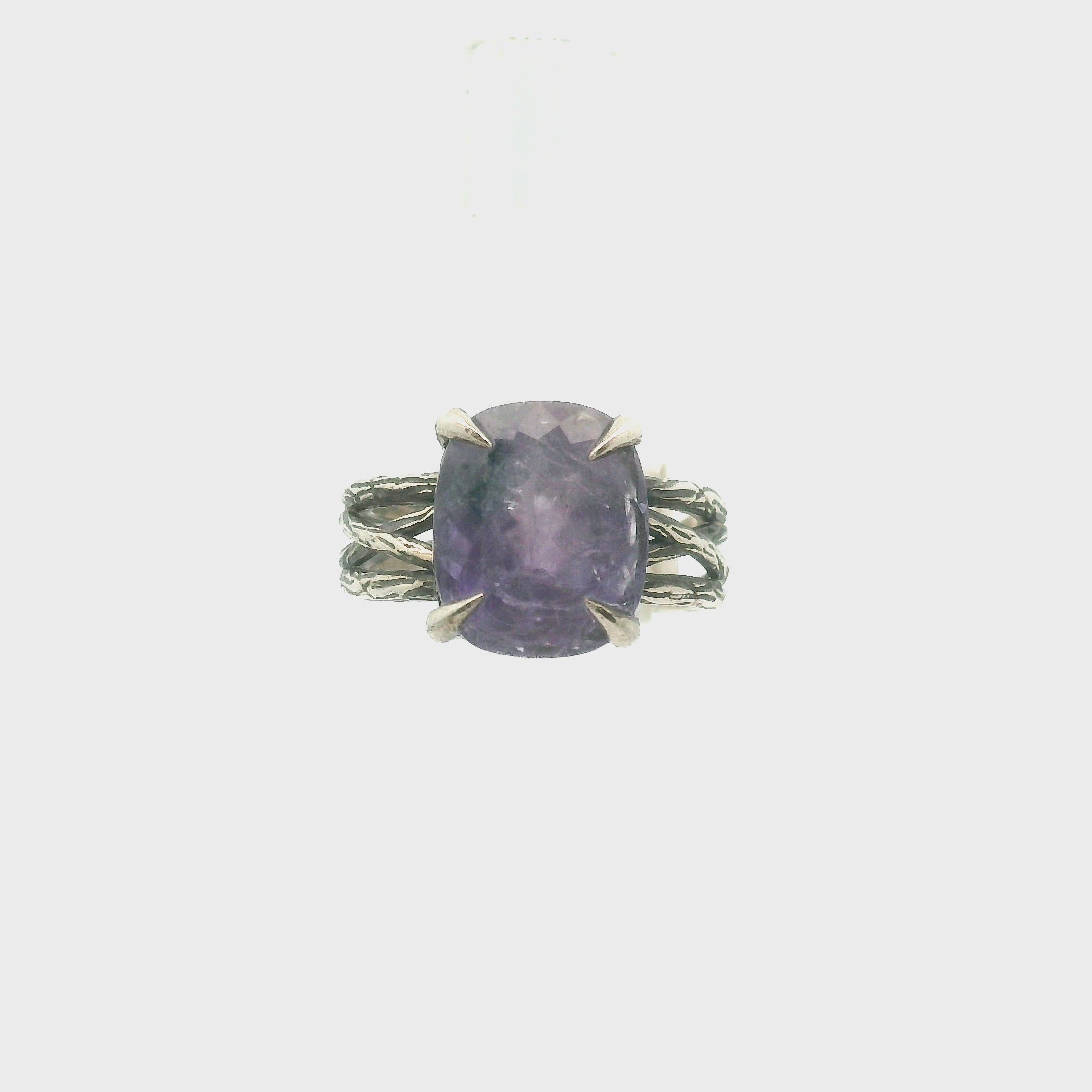 Purple Apatite Bad Witch Cuff Ring .925 Silver for Connection with Angels, Ancestors and Spirit Guides