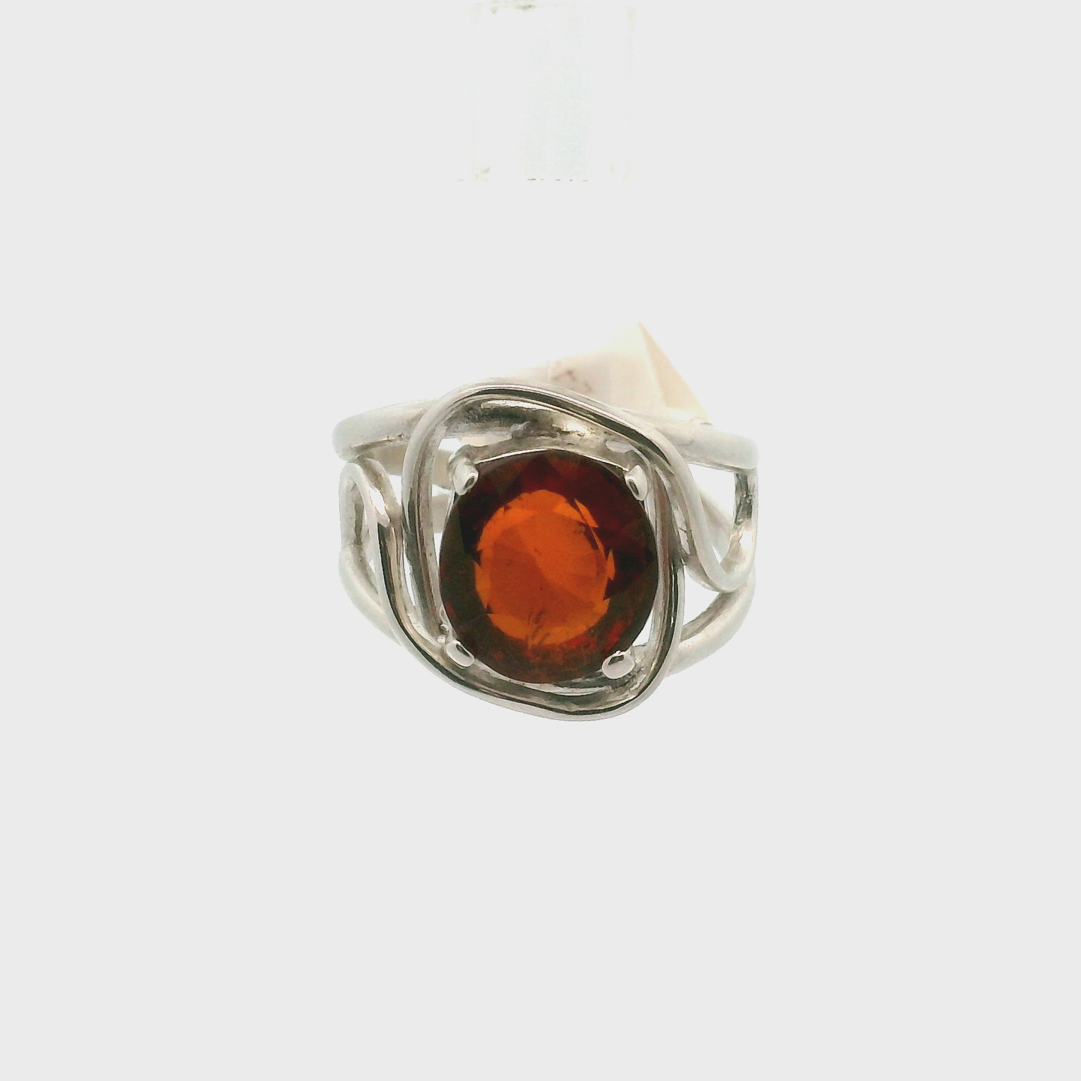 Spessartine Garnet Adjustable Finger Cuff Ring .925 Silver (High Quality) for Passion and Manifestation