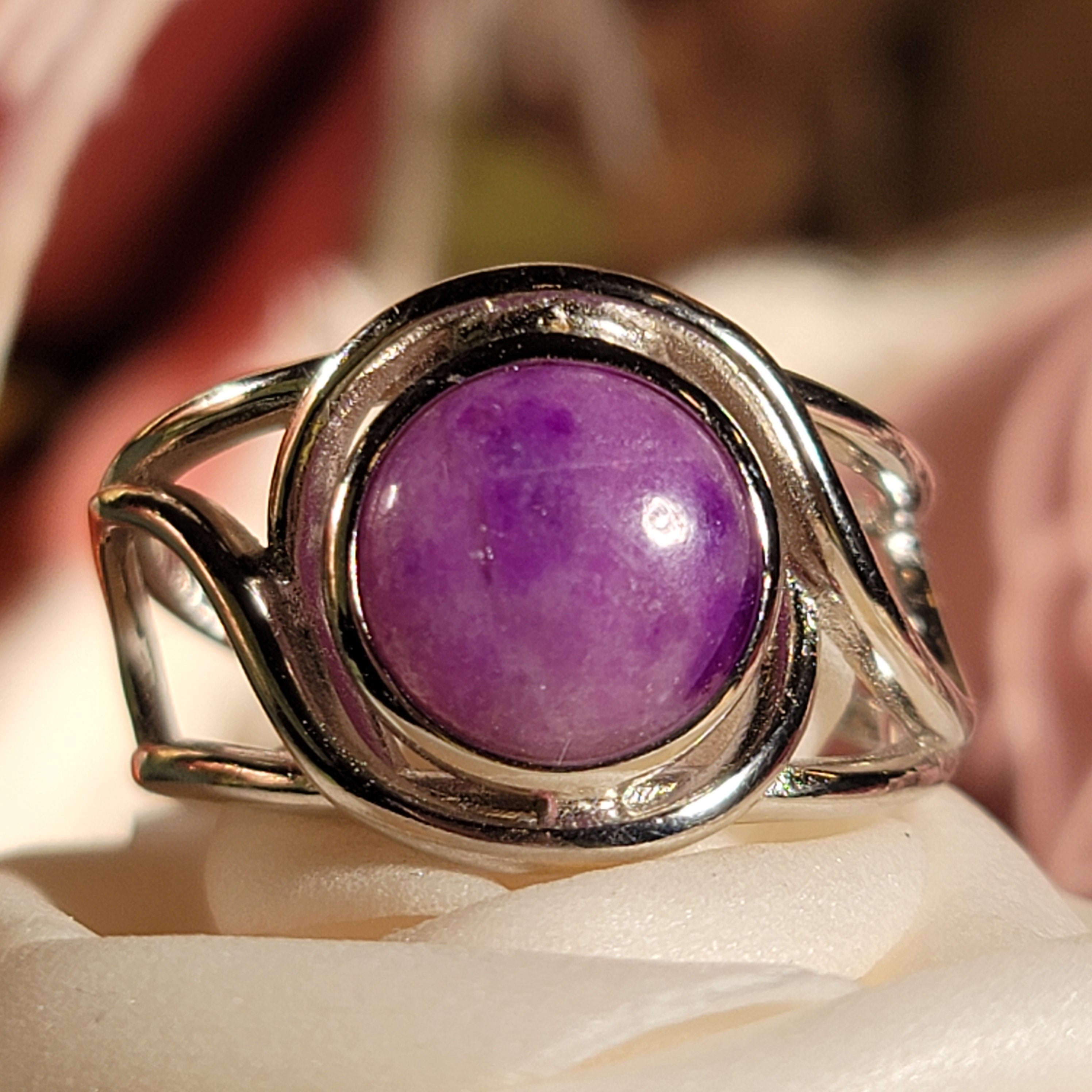 Sugilite Cuff Ring .925 Silver for Enhancing Dreamwork and Discovery of Your Path