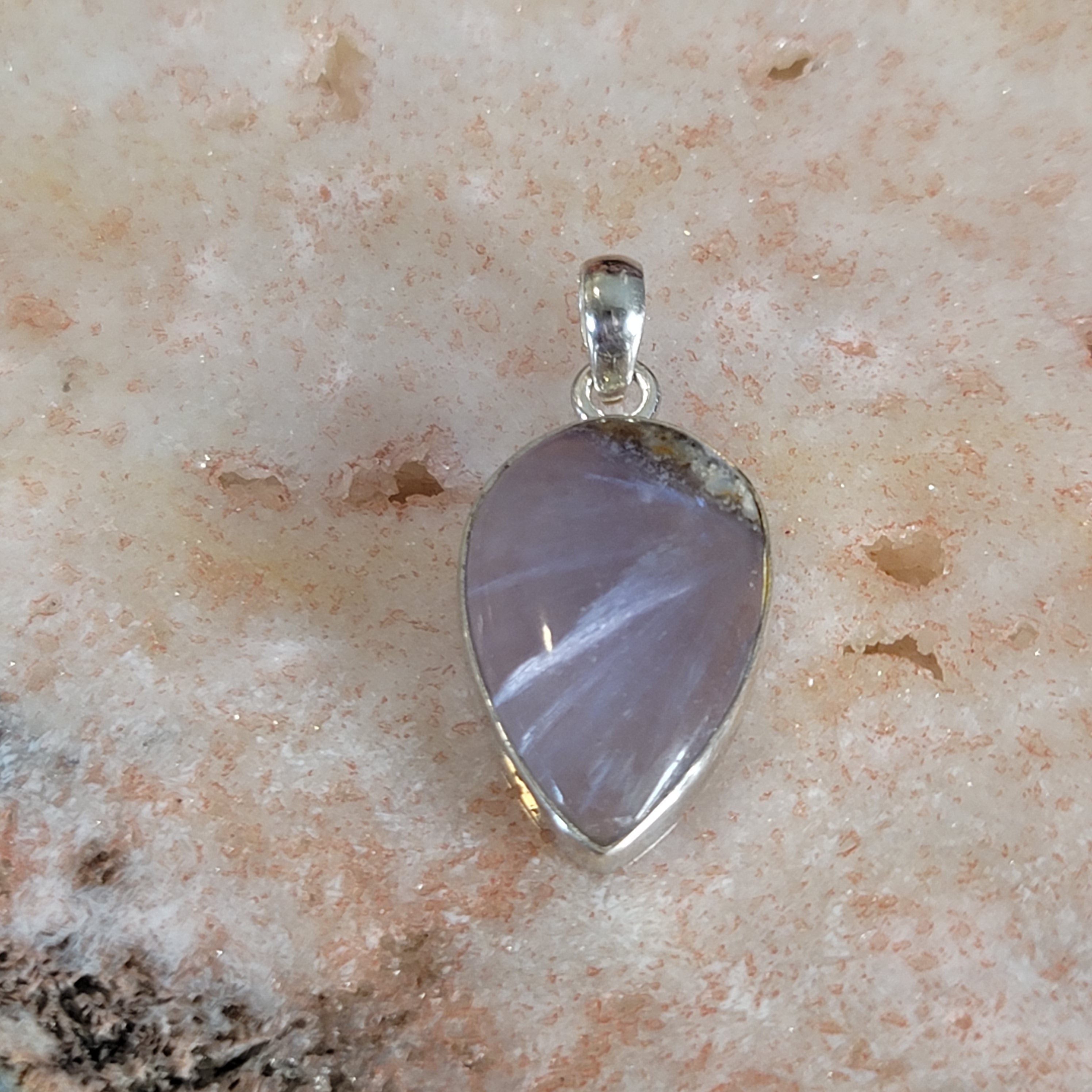 Purple Chalcedony Pendant .925 Silver for Attracting your Soul Mate