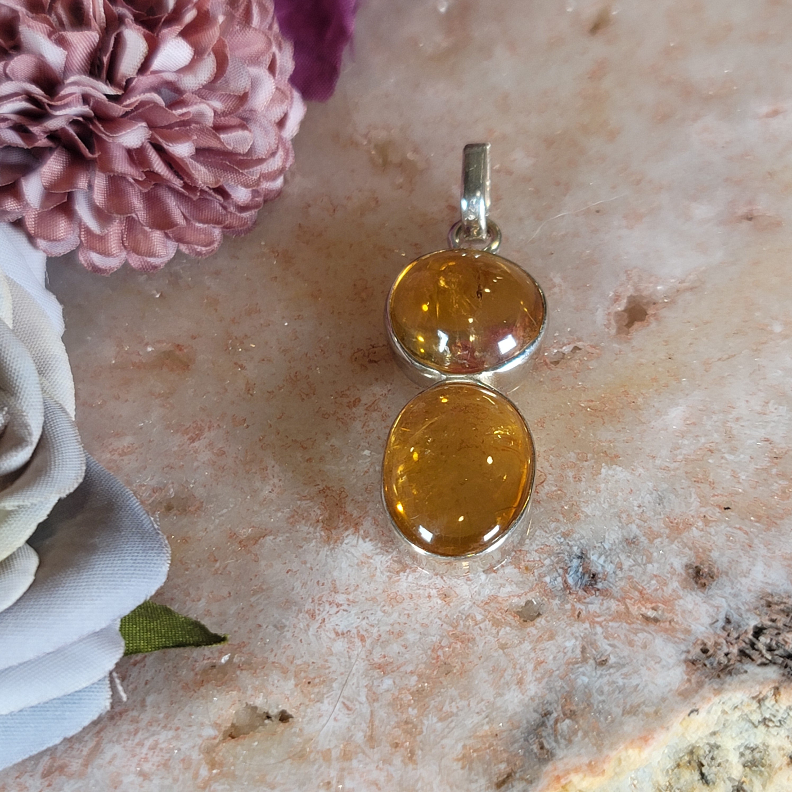 Citrine Pendant .925 Silver for Attracting Abundance and Joy