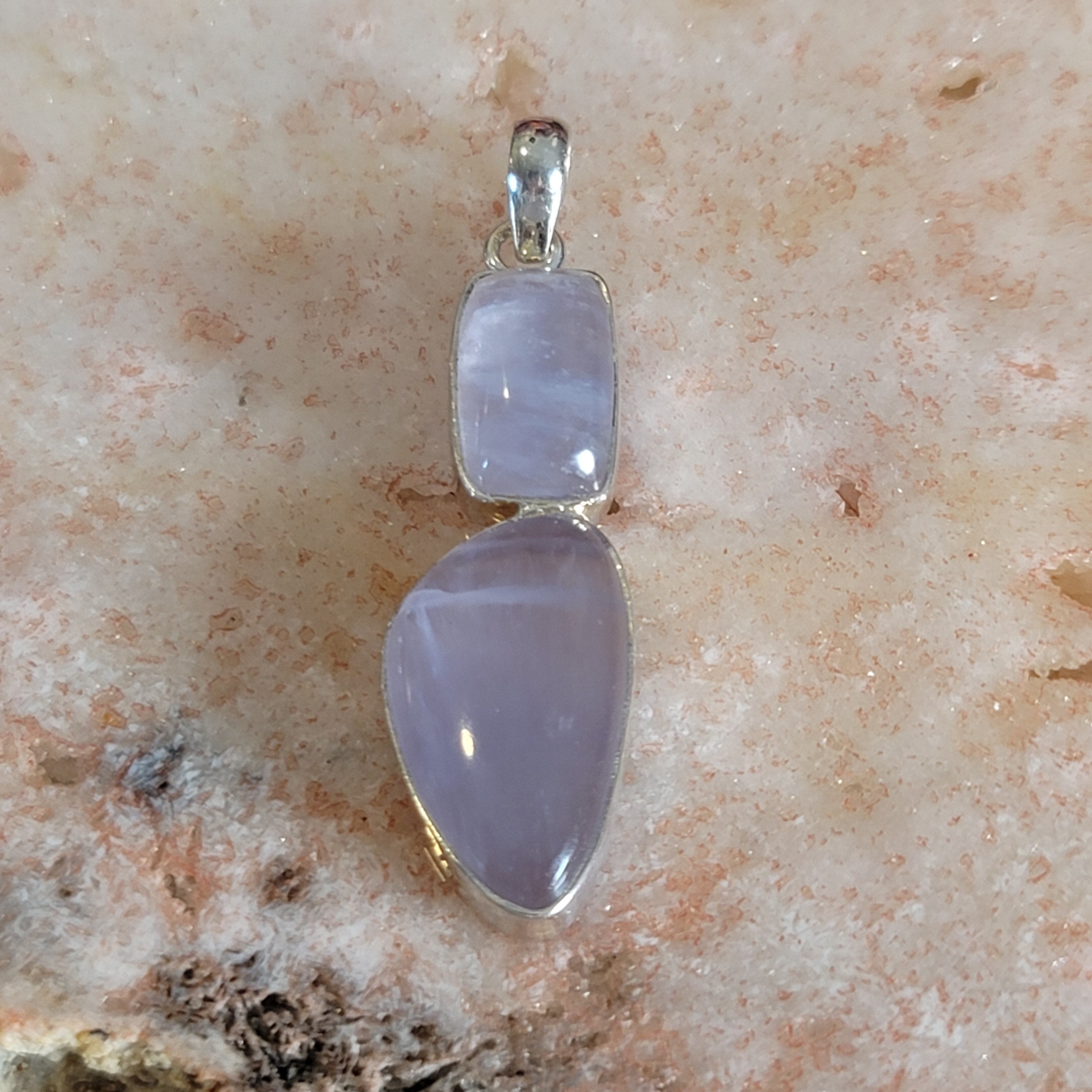 Purple Chalcedony Pendant .925 Silver for Attracting your Soul Mate