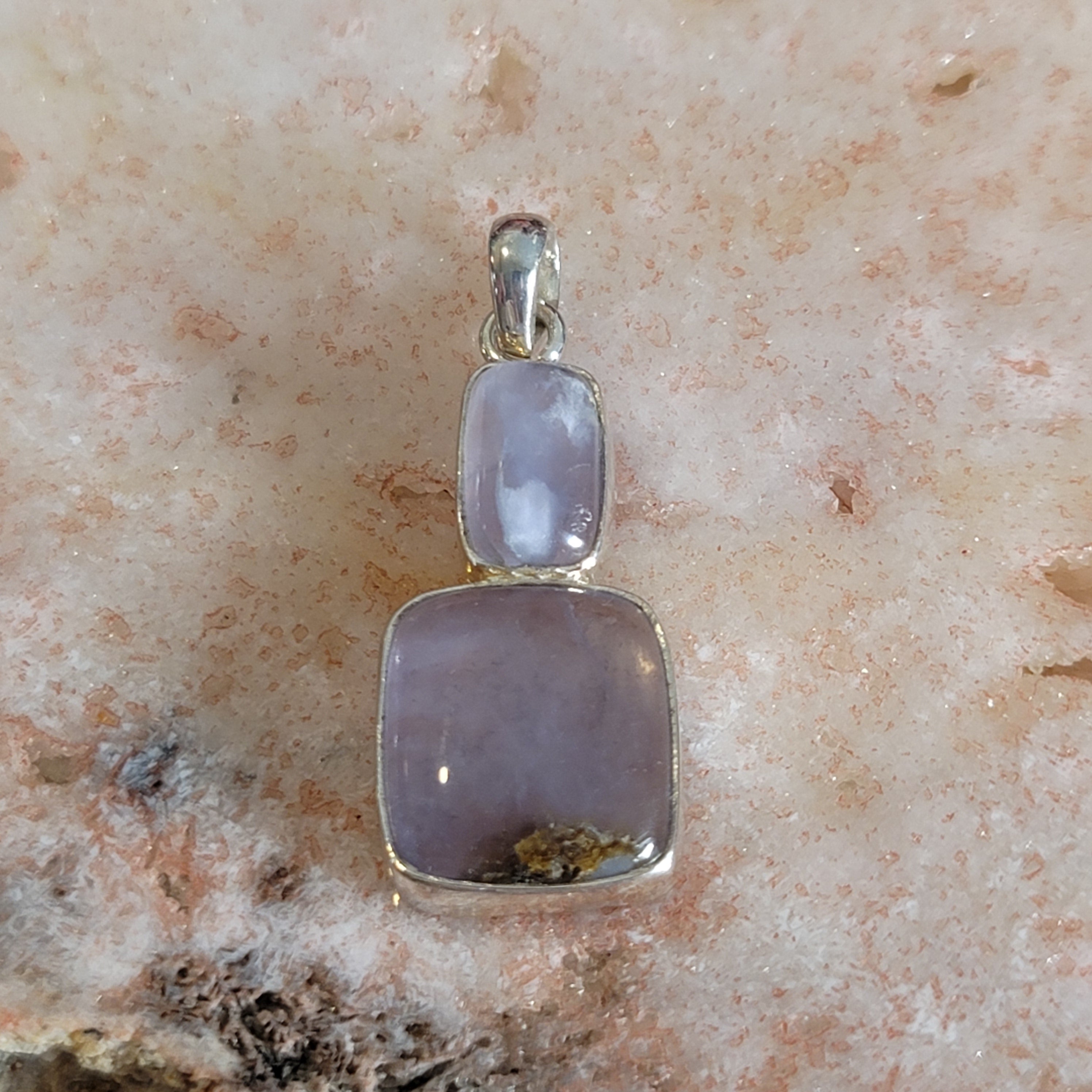 Purple Chalcedony Pendant .925 Silver for Attracting your Soul Mate