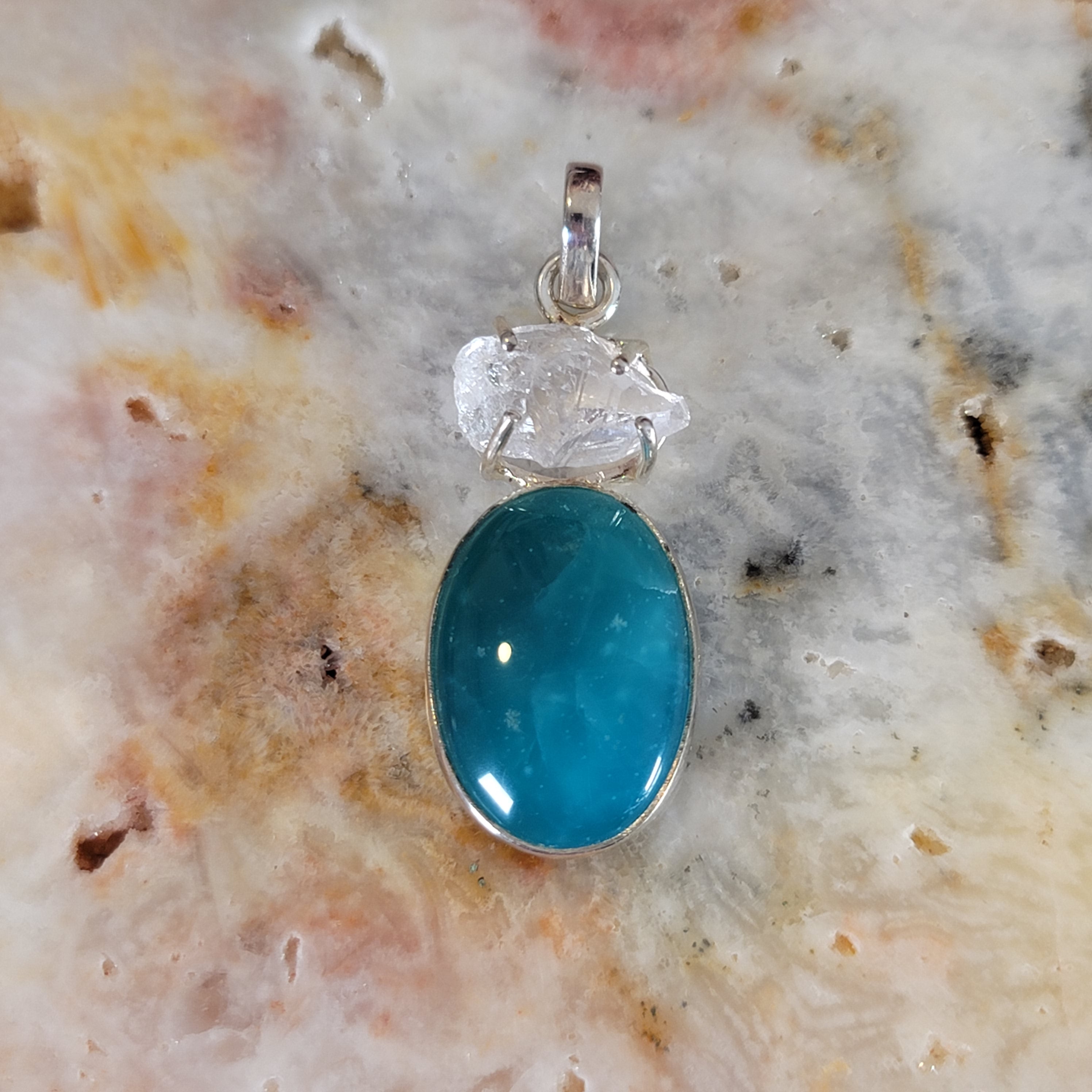 Blue Smithsonite Pendant .925 Silver for Clarity and Guidance