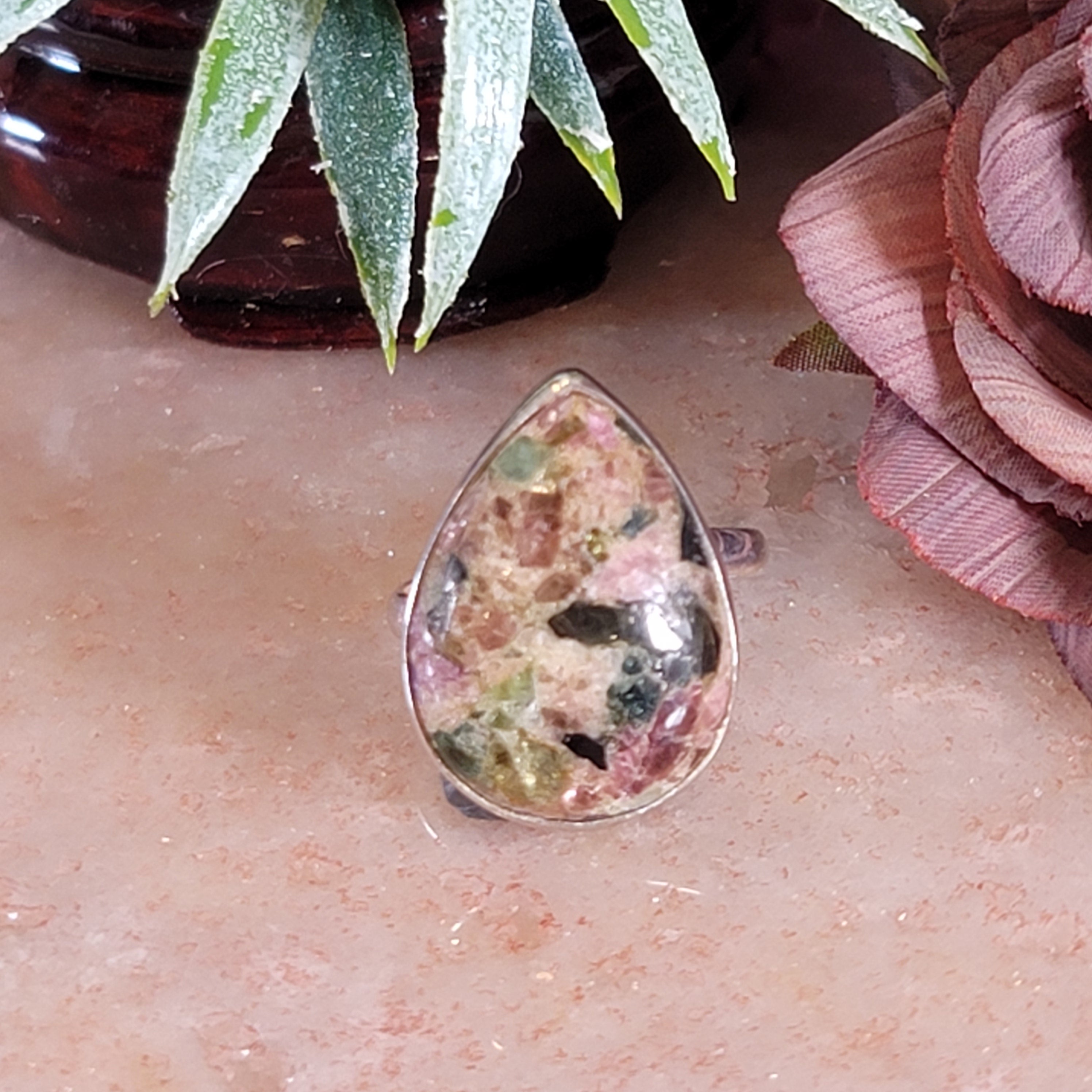 Mojave Tourmaline Adjustable Ring .925 Silver for Emotional Healing and Positive Energy