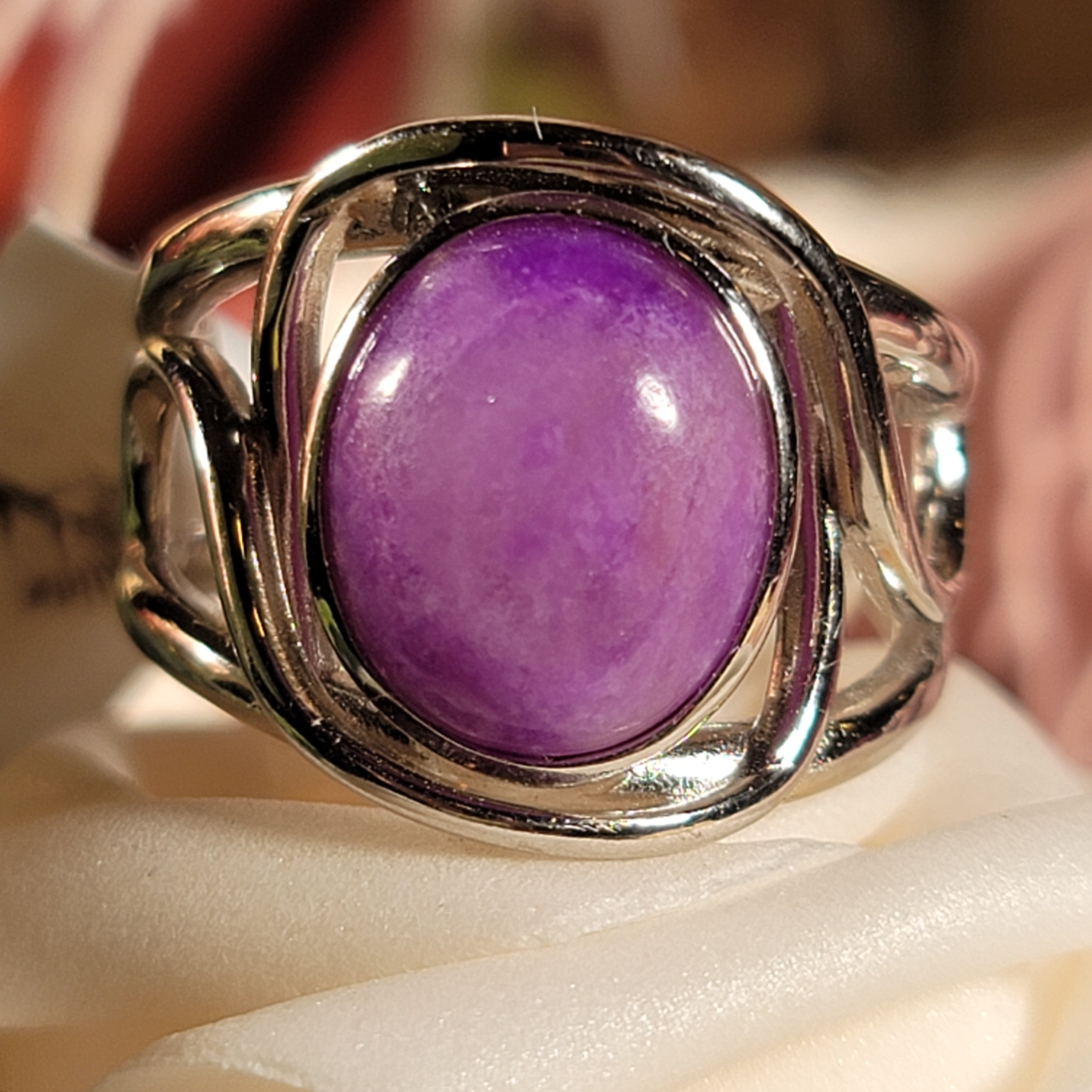 Sugilite Cuff Ring .925 Silver for Enhancing Dreamwork and Discovery of Your Path