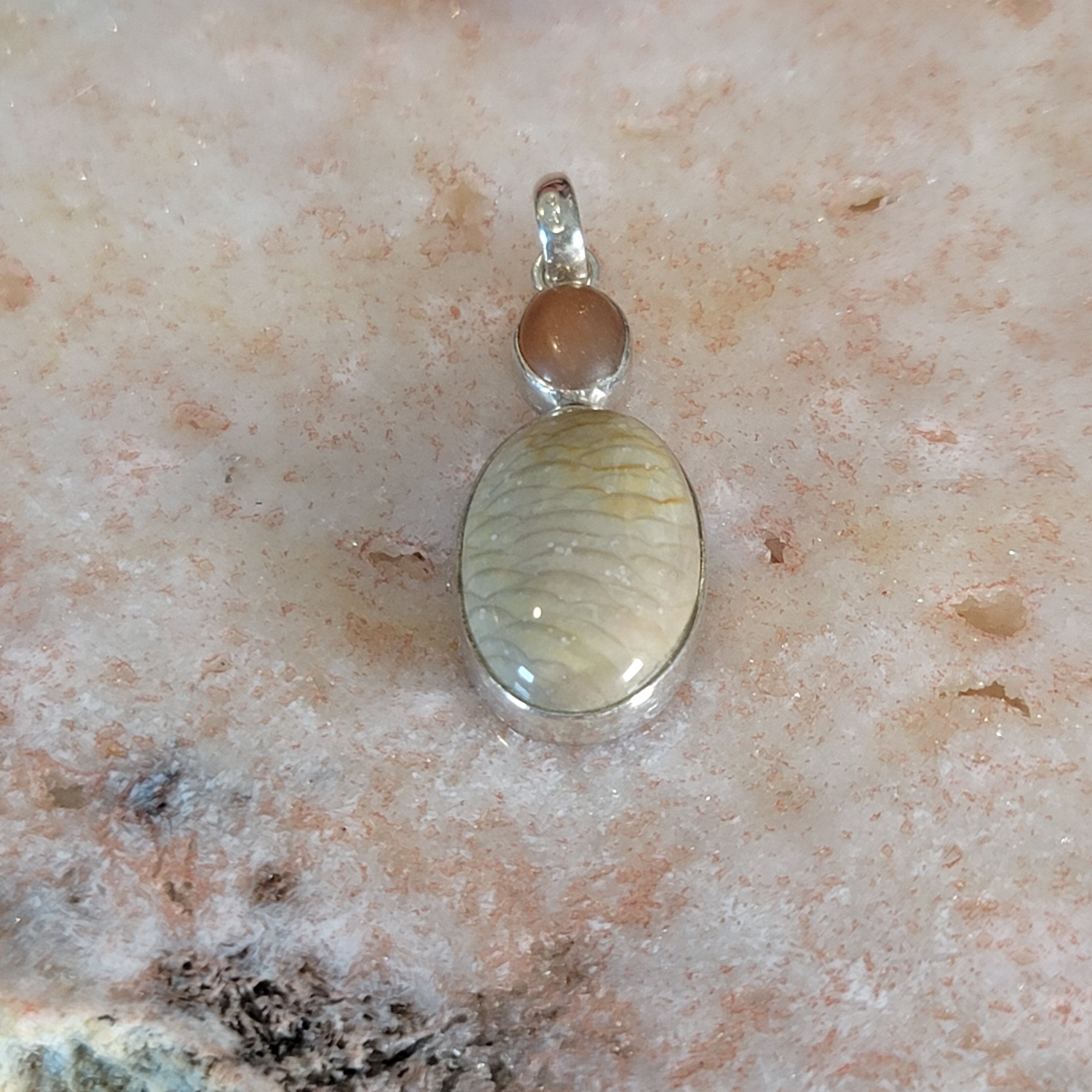 Polychrome Jasper Pendant .925 Silver for Balance, Creativity and Joy