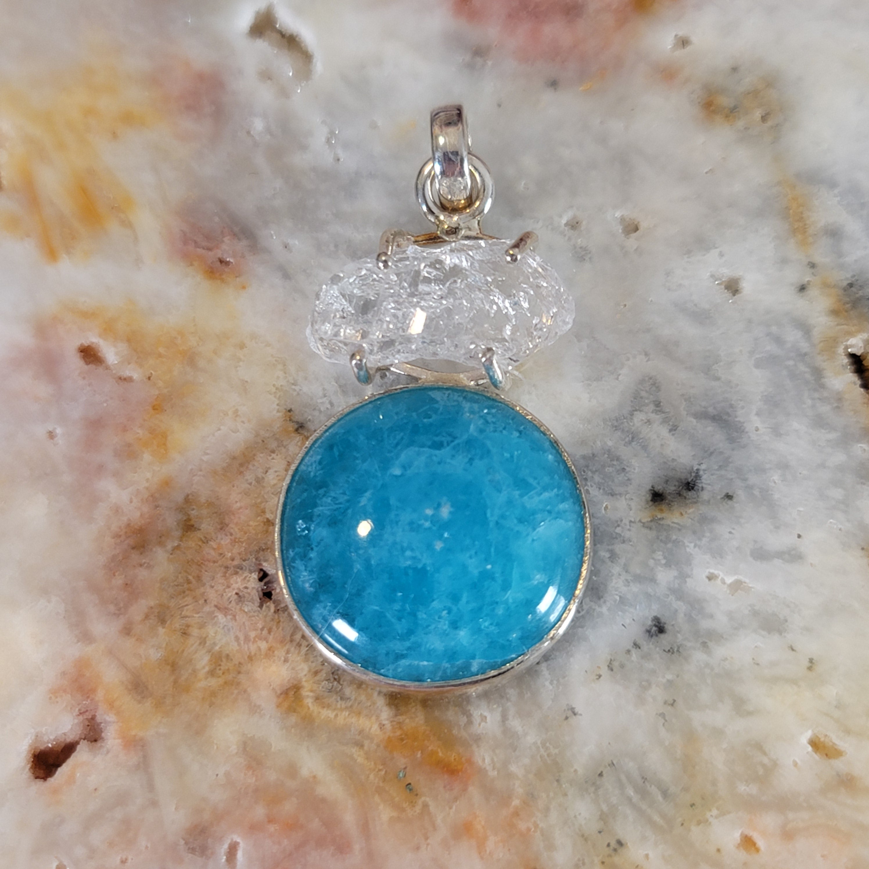 Blue Smithsonite Pendant .925 Silver for Clarity and Guidance