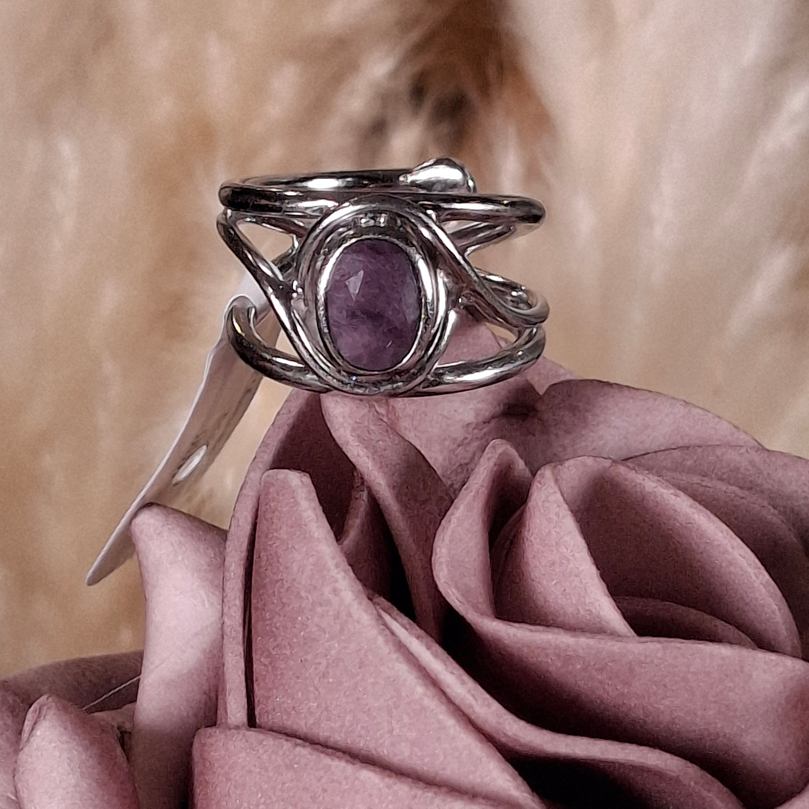 Charoite Faceted Midi Cuff Ring .925 Silver for Enhancing your Intuitive Gifts and Spiritual Transformation