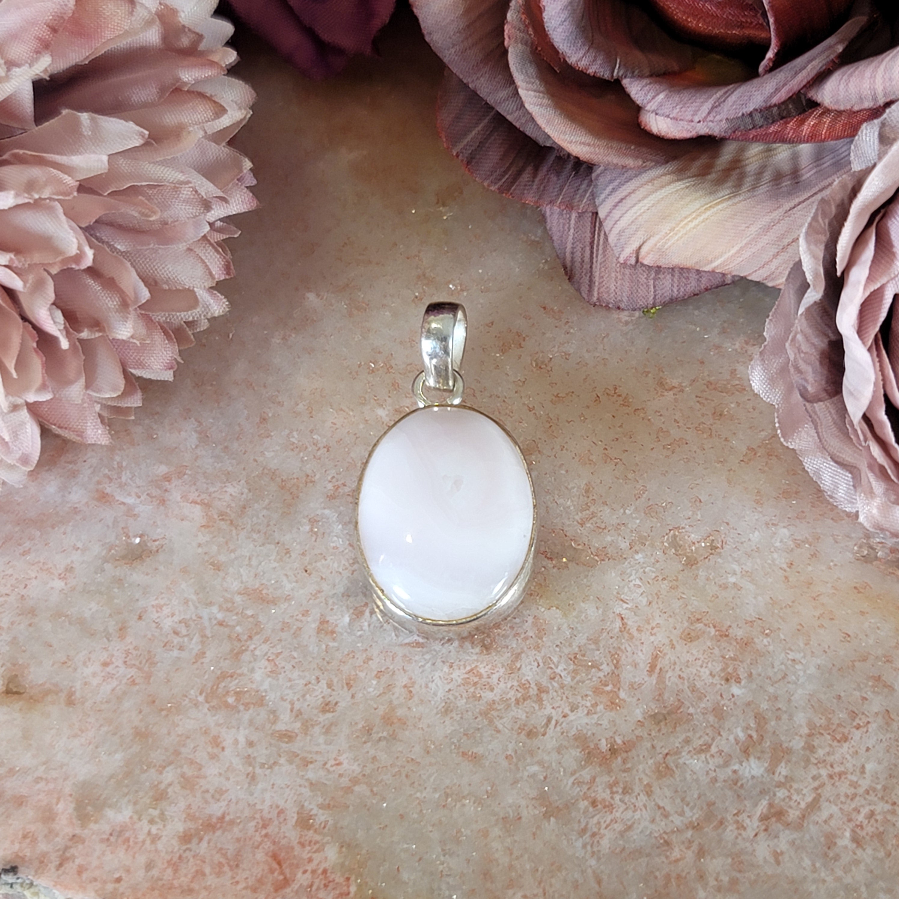 Pink Calcite Pendant .925 Silver for Compassion, Conflict Resolution and Emotional Healing