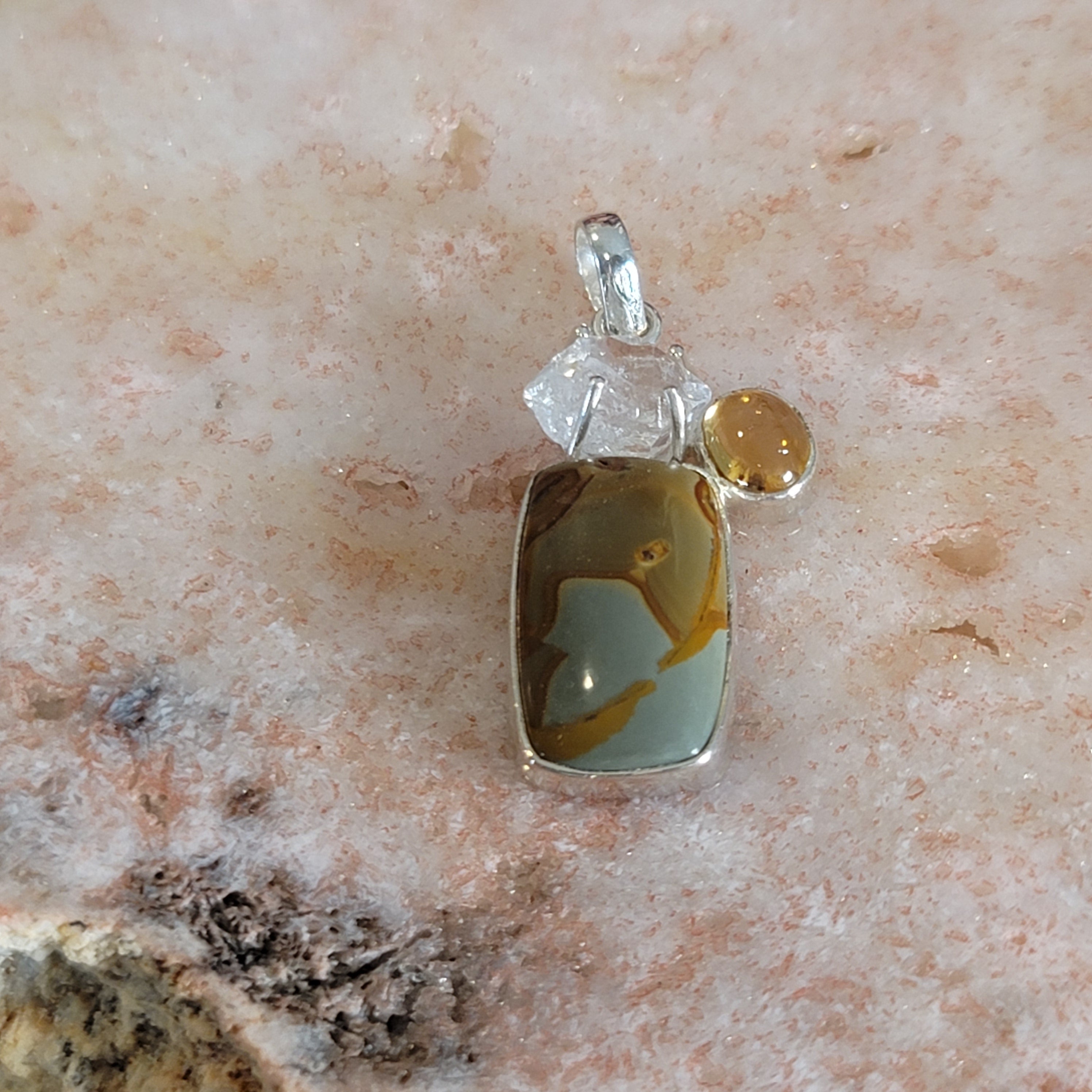 Polychrome Jasper Pendant .925 Silver for Balance, Creativity and Joy