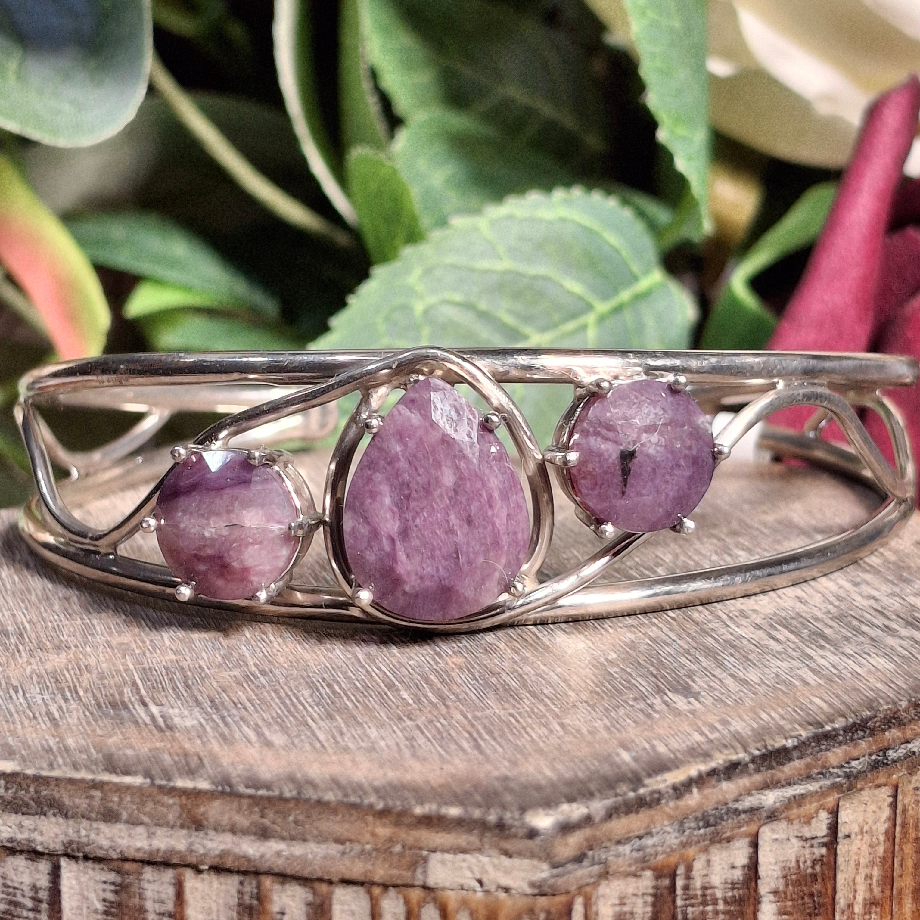 Charoite Cuff Bracelet .925 Silver for Connection with Higher Realms and Enhancing your Intuition