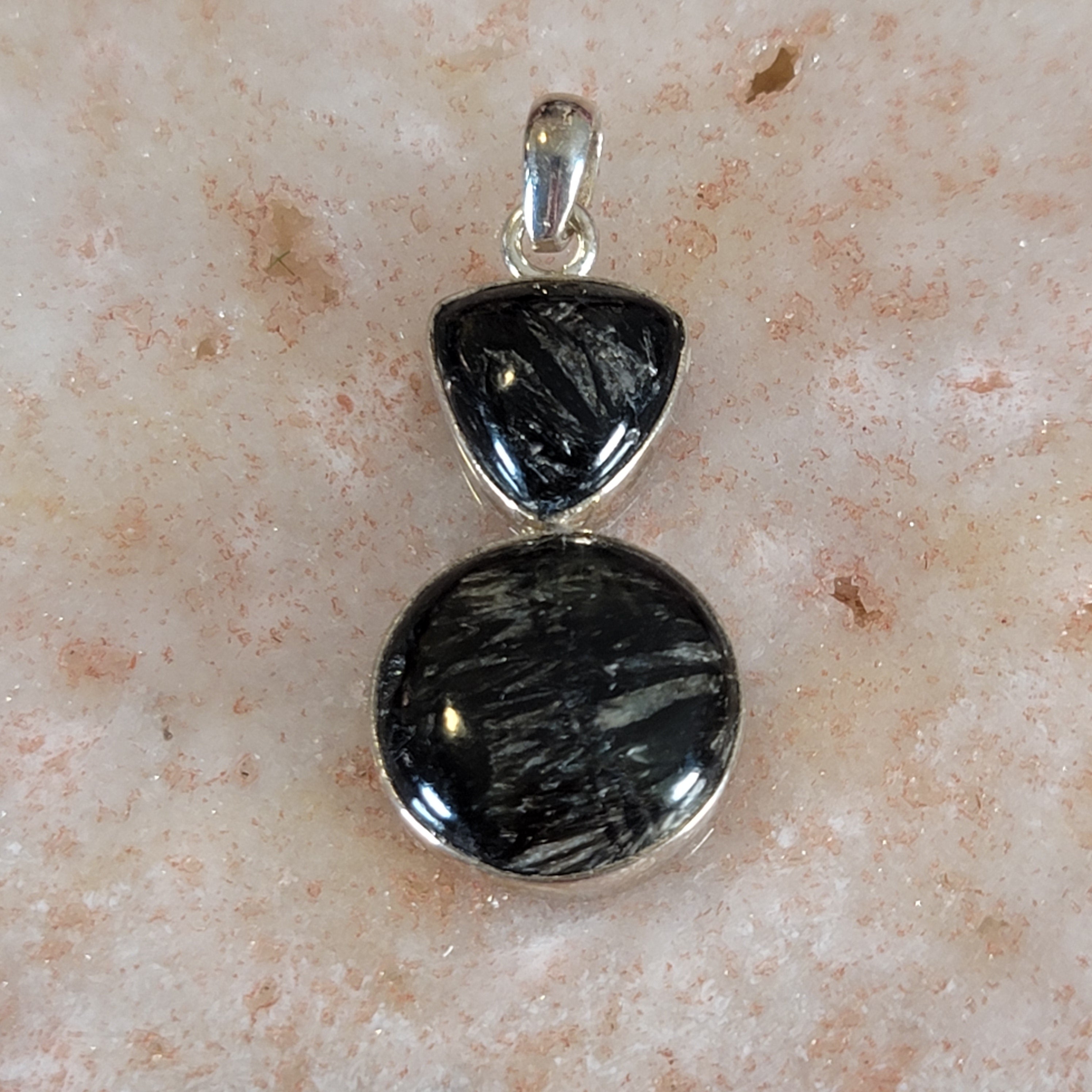 Black Seraphinite Pendant .925 Silver for Spiritual Advancement, Healing and Harmony