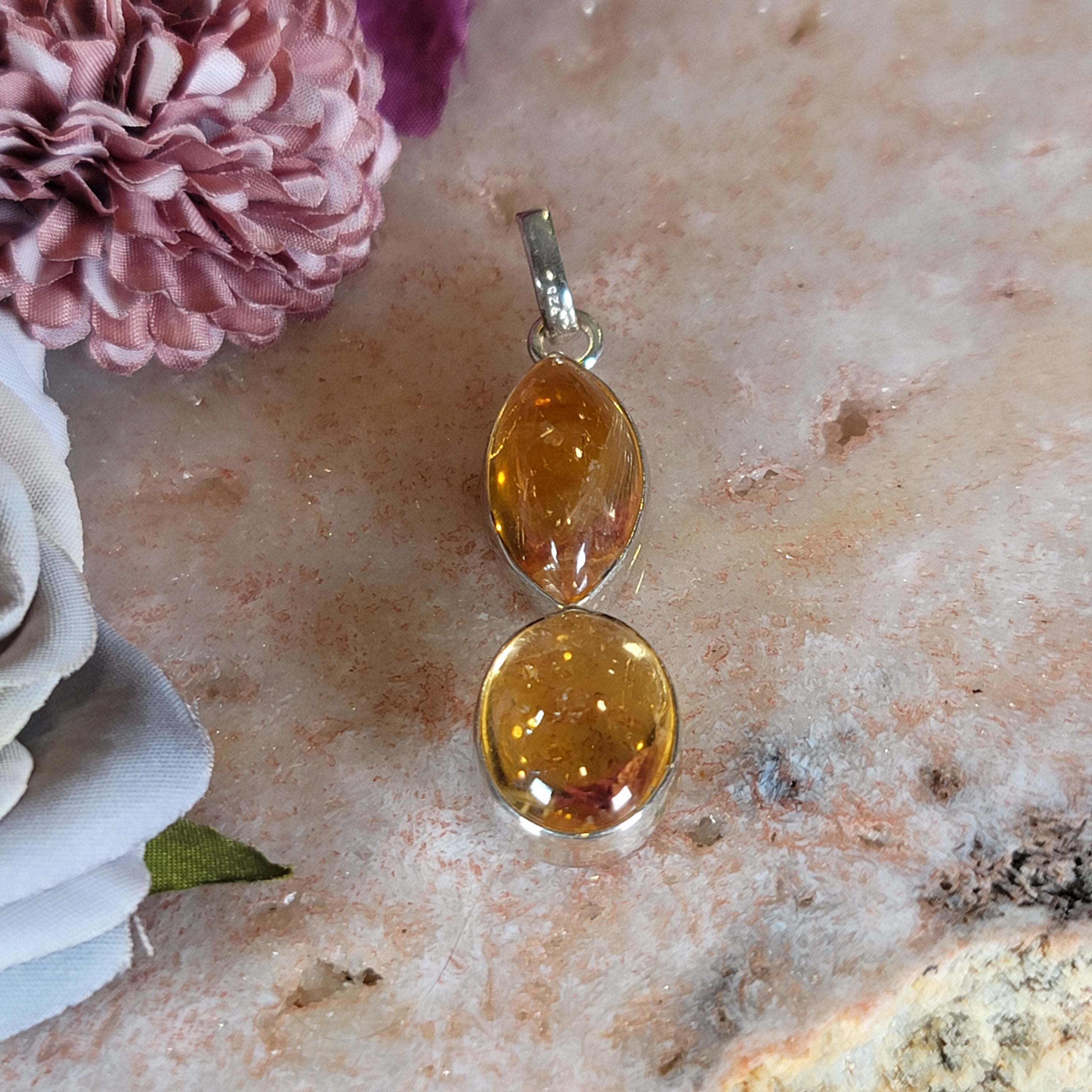 Citrine Pendant .925 Silver for Attracting Abundance and Joy