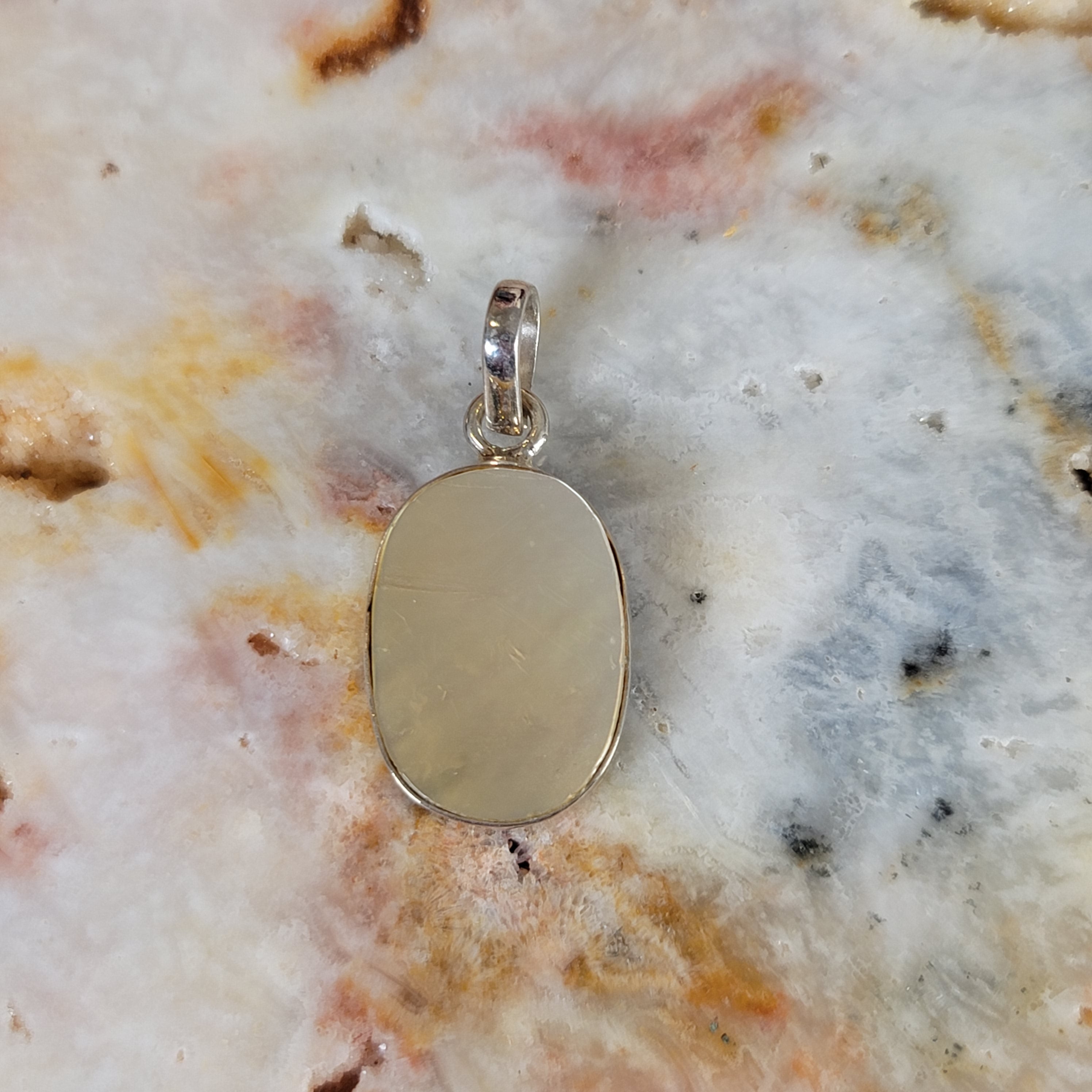 Mother of Pearl Pendant .925 Silver for Calm Emotions, Intuition and Stress Relief