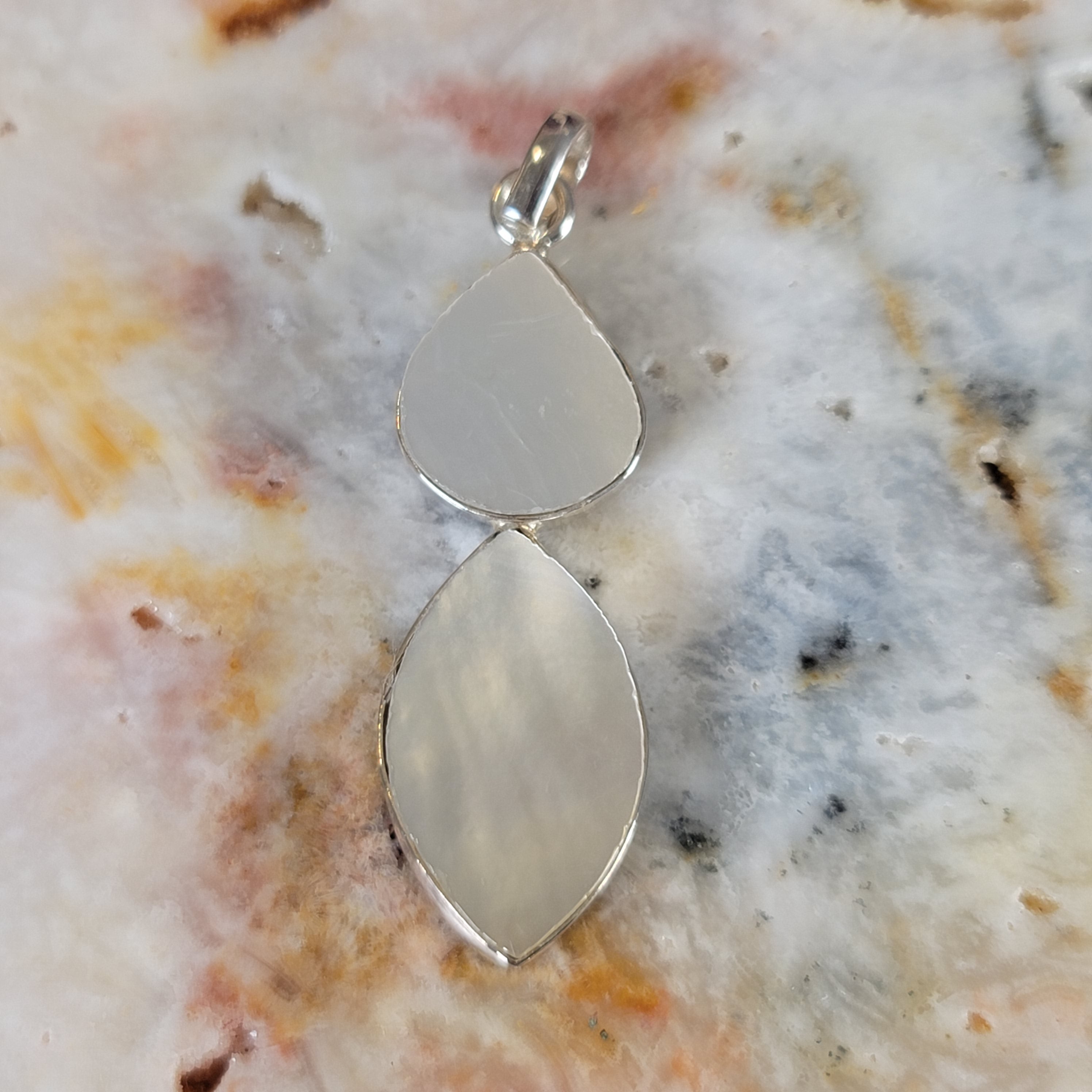 Mother of Pearl Pendant .925 Silver for Calm Emotions, Intuition and Stress Relief